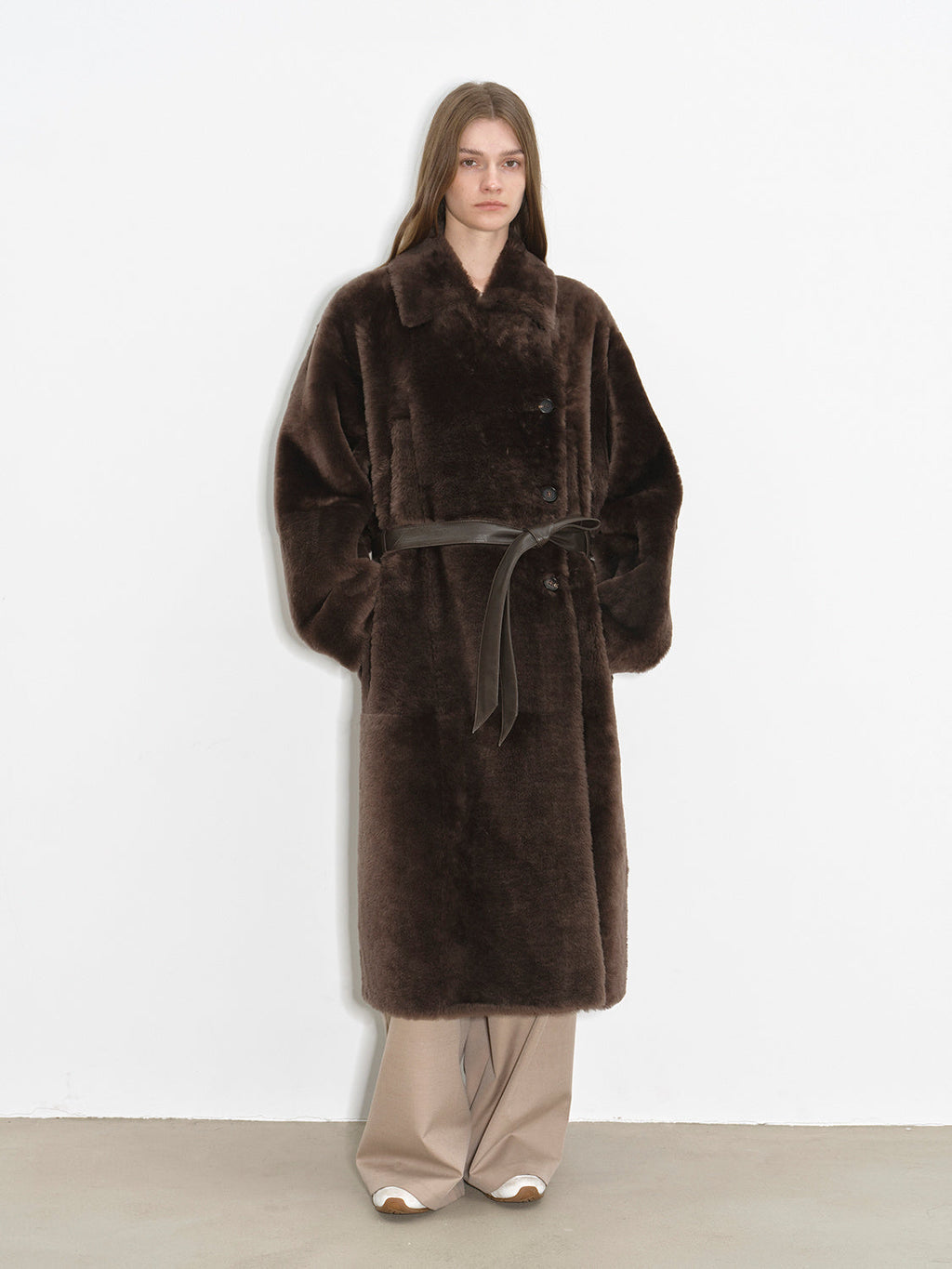 FIRELADY FUR | Women's Merino Wool Asymmetric Placket Sheepskin Coat