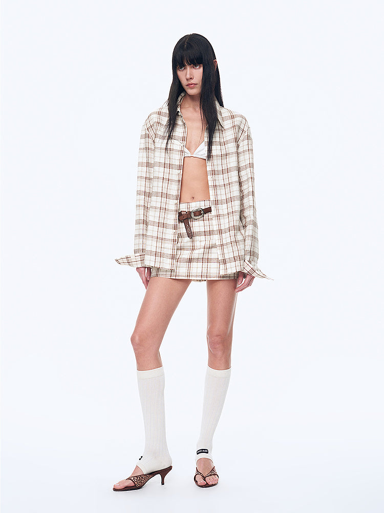 FIRELADY FUR | Women's Plaid Linen Two-Piece Set
