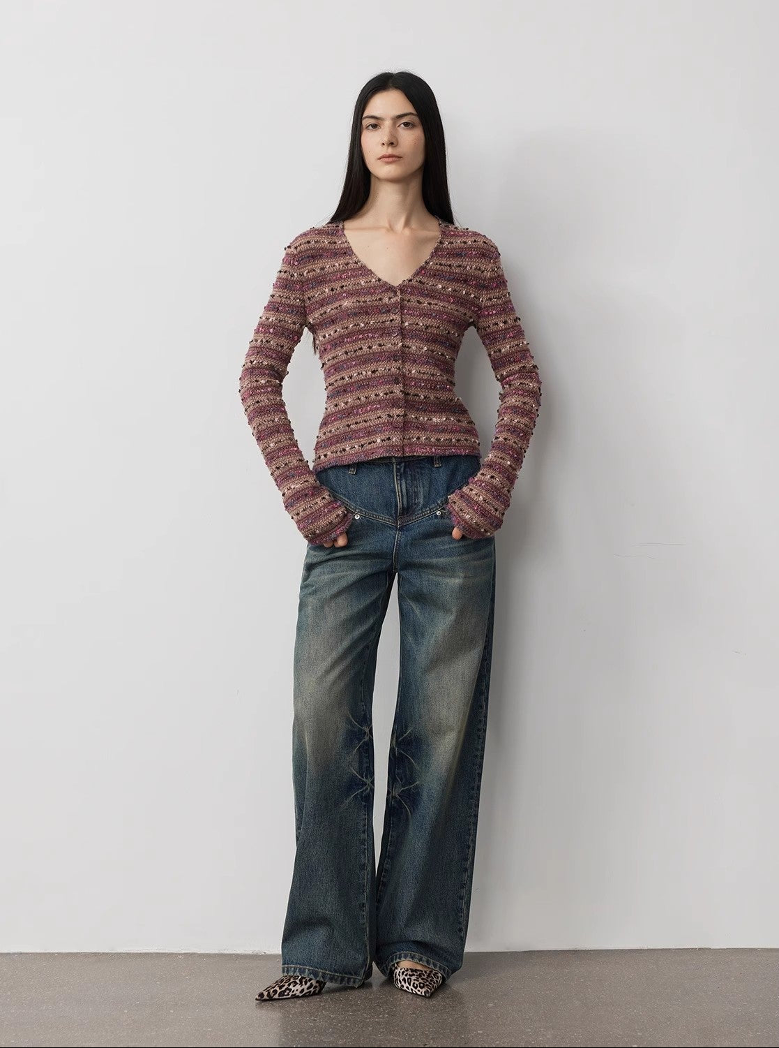 FIRELADY FUR | Women's Vintage Heavy Wash Marble Dye Straight-Leg Jeans