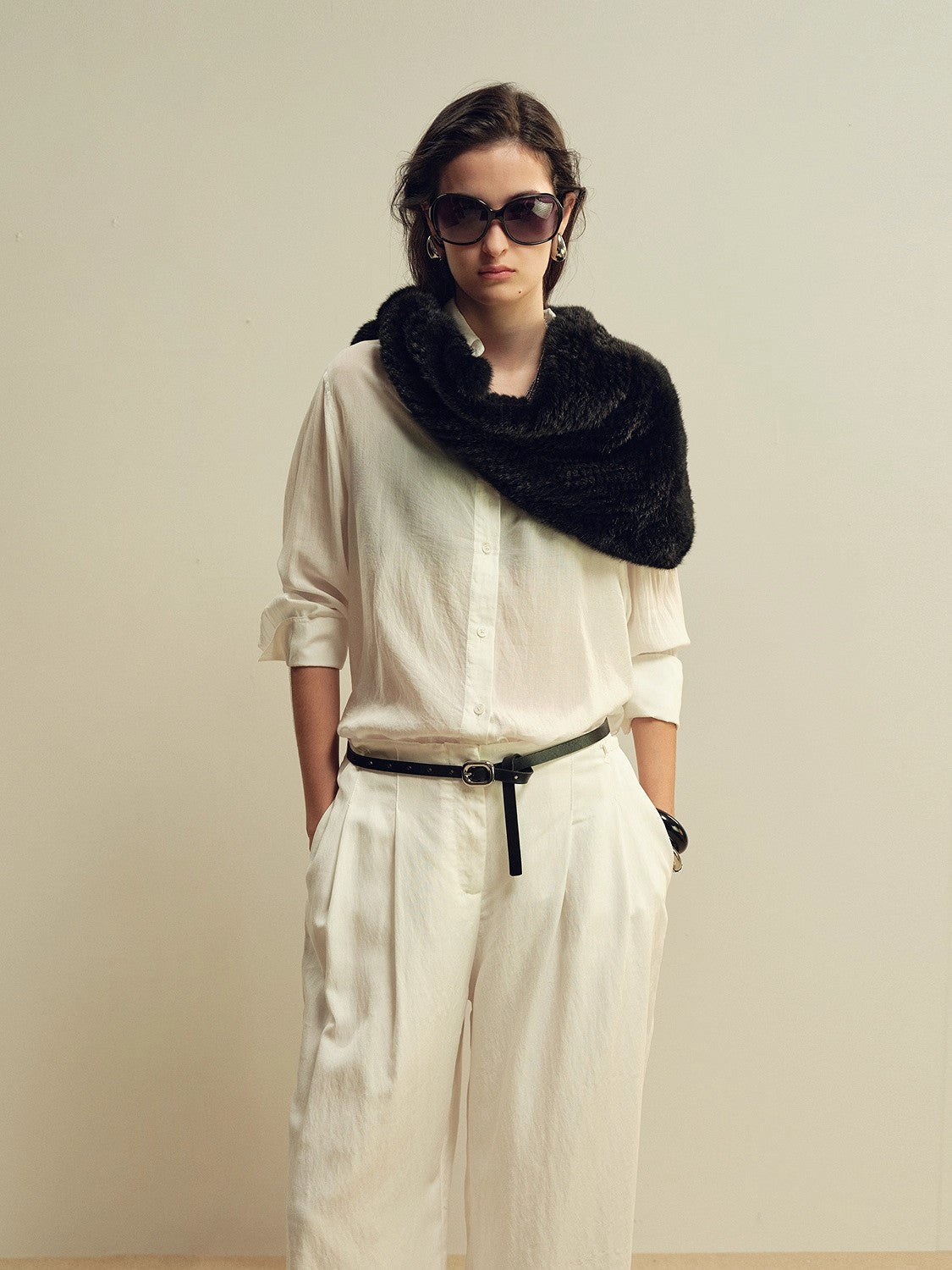 FIRELADY FUR | Women’s Woven Mink Triangle Scarf