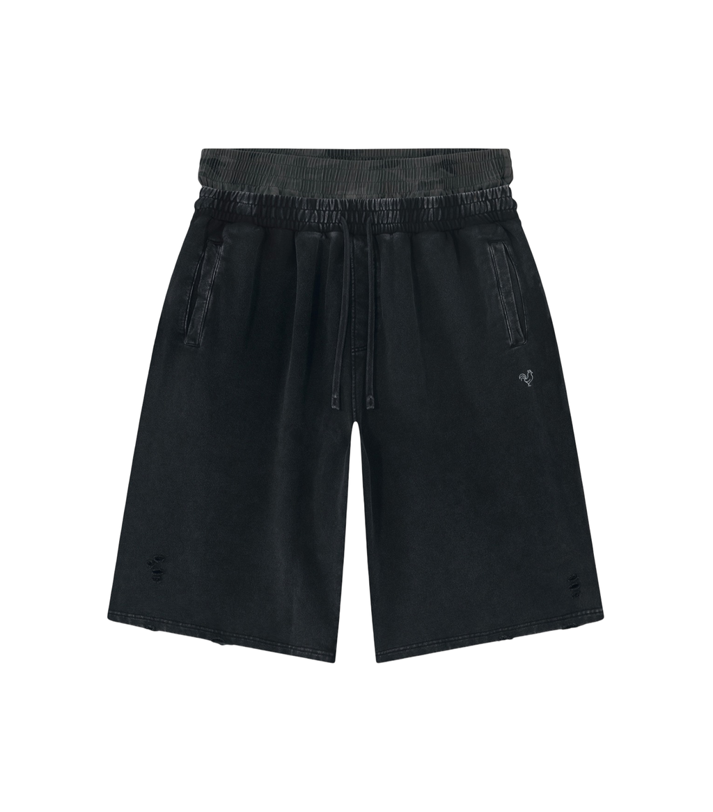 Gallo Jean | Vintage Wash Distressed Wide Leg Shorts