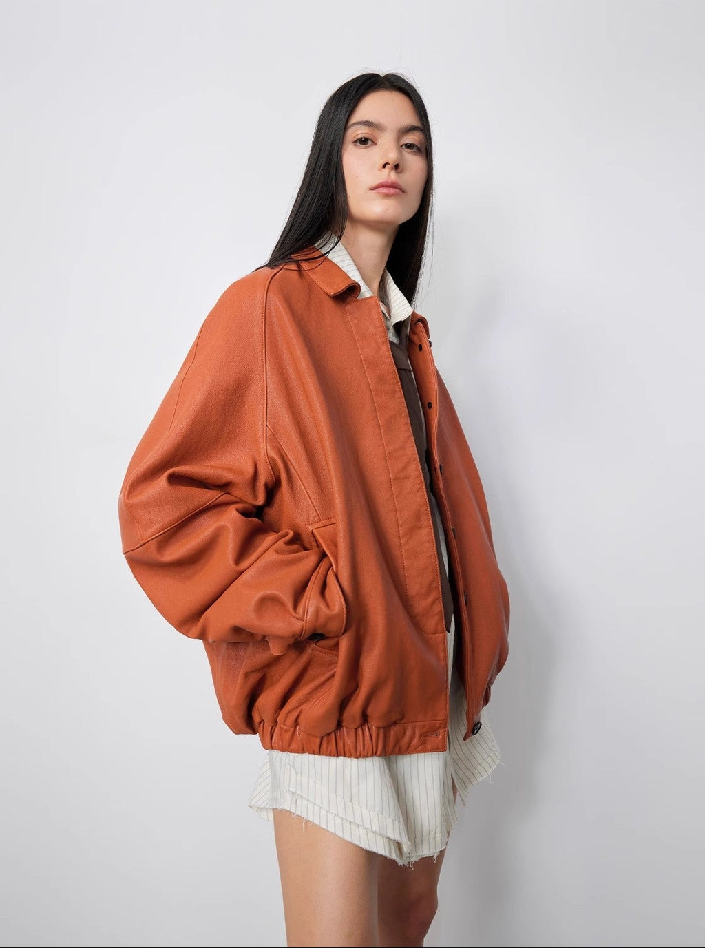 FIRELADY FUR | Women's Waxed Orange Sheep Leather Jacket