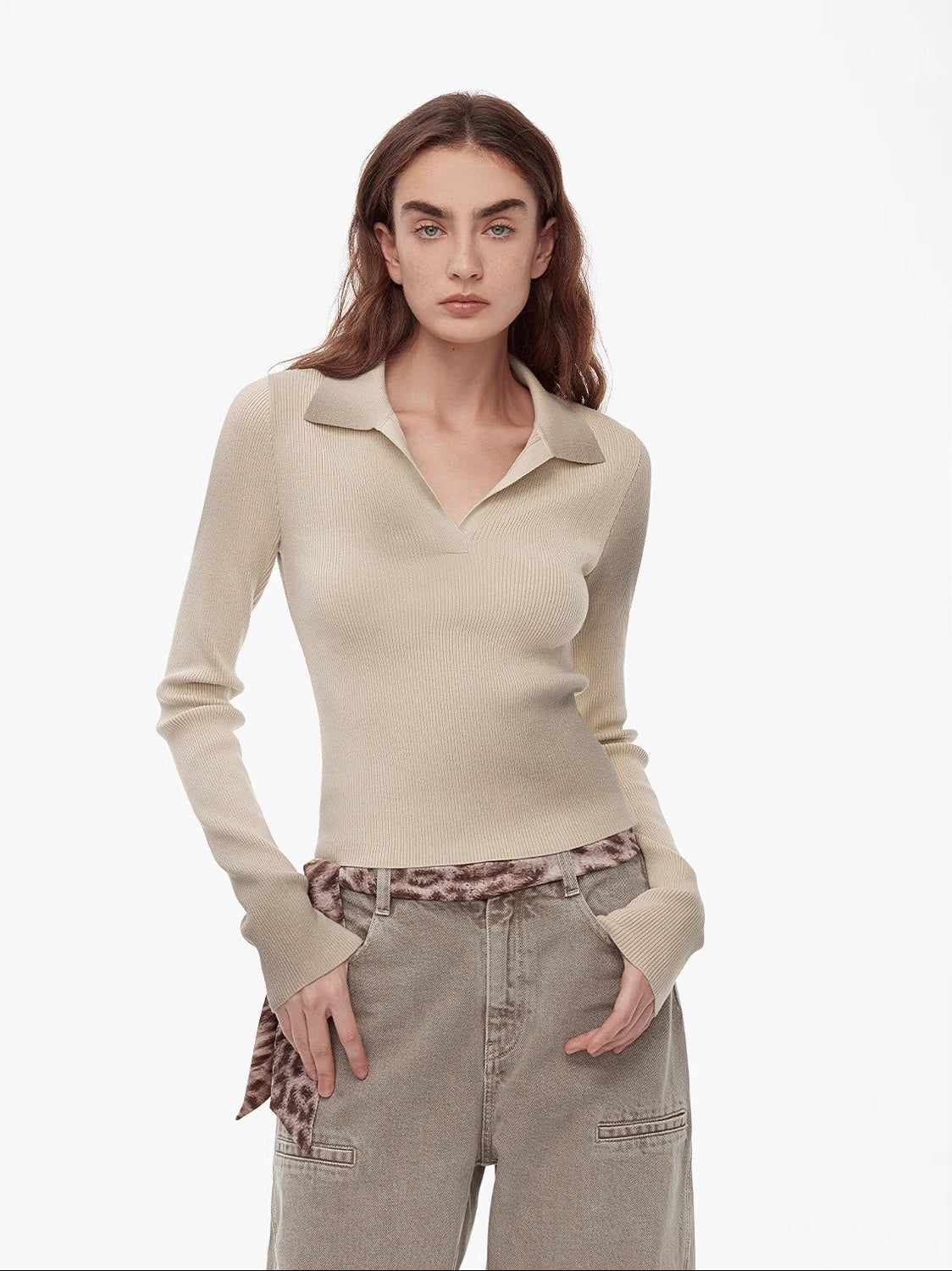 FIRELADY FUR | Women's Merino Cotton & Wool Blend Polo Sweater