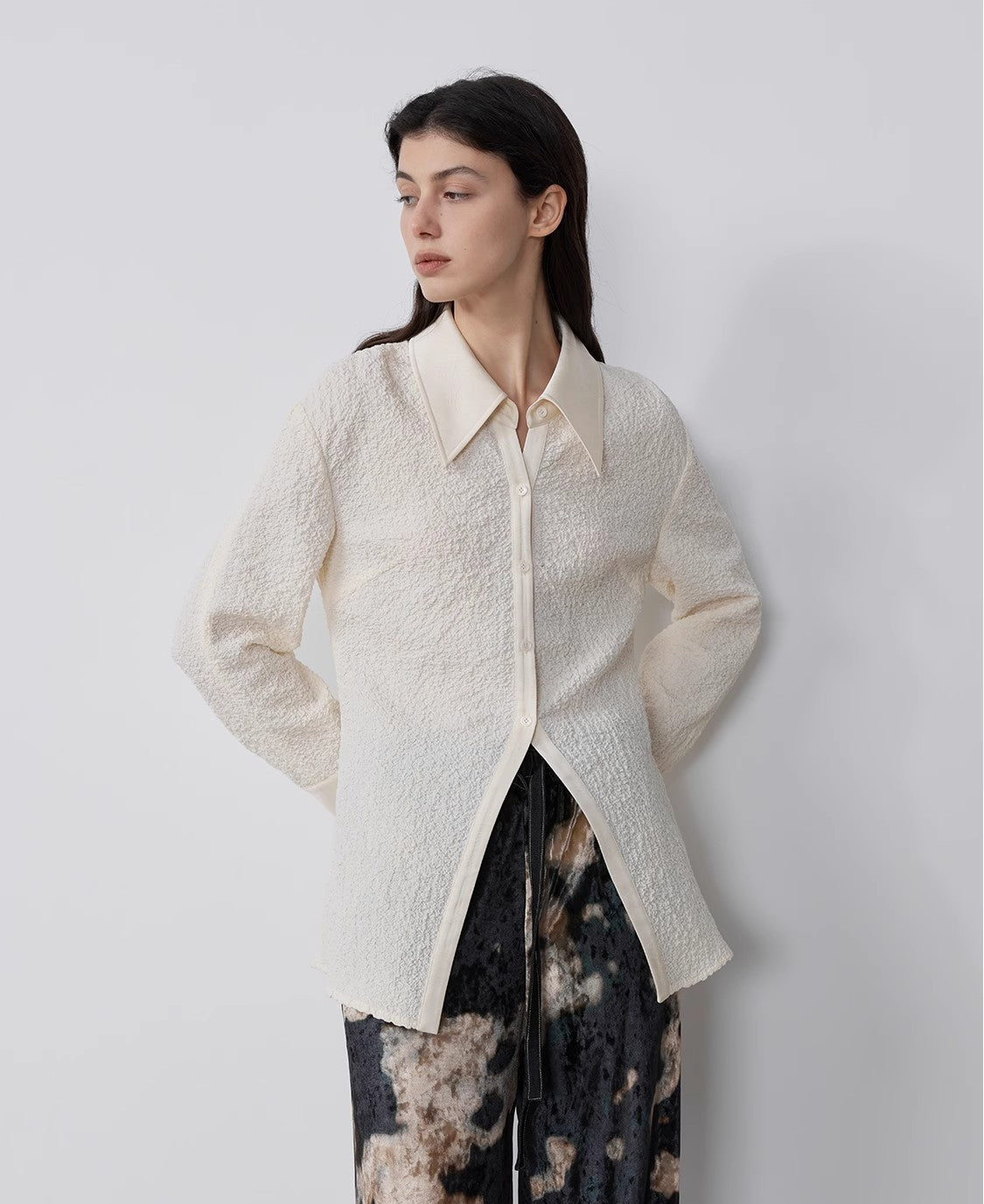 FIRELADY FUR | Women's Retro Embossed Bubble Cotton Shirt