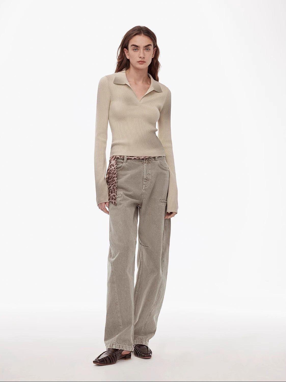 FIRELADY FUR | Women's Merino Cotton & Wool Blend Polo Sweater