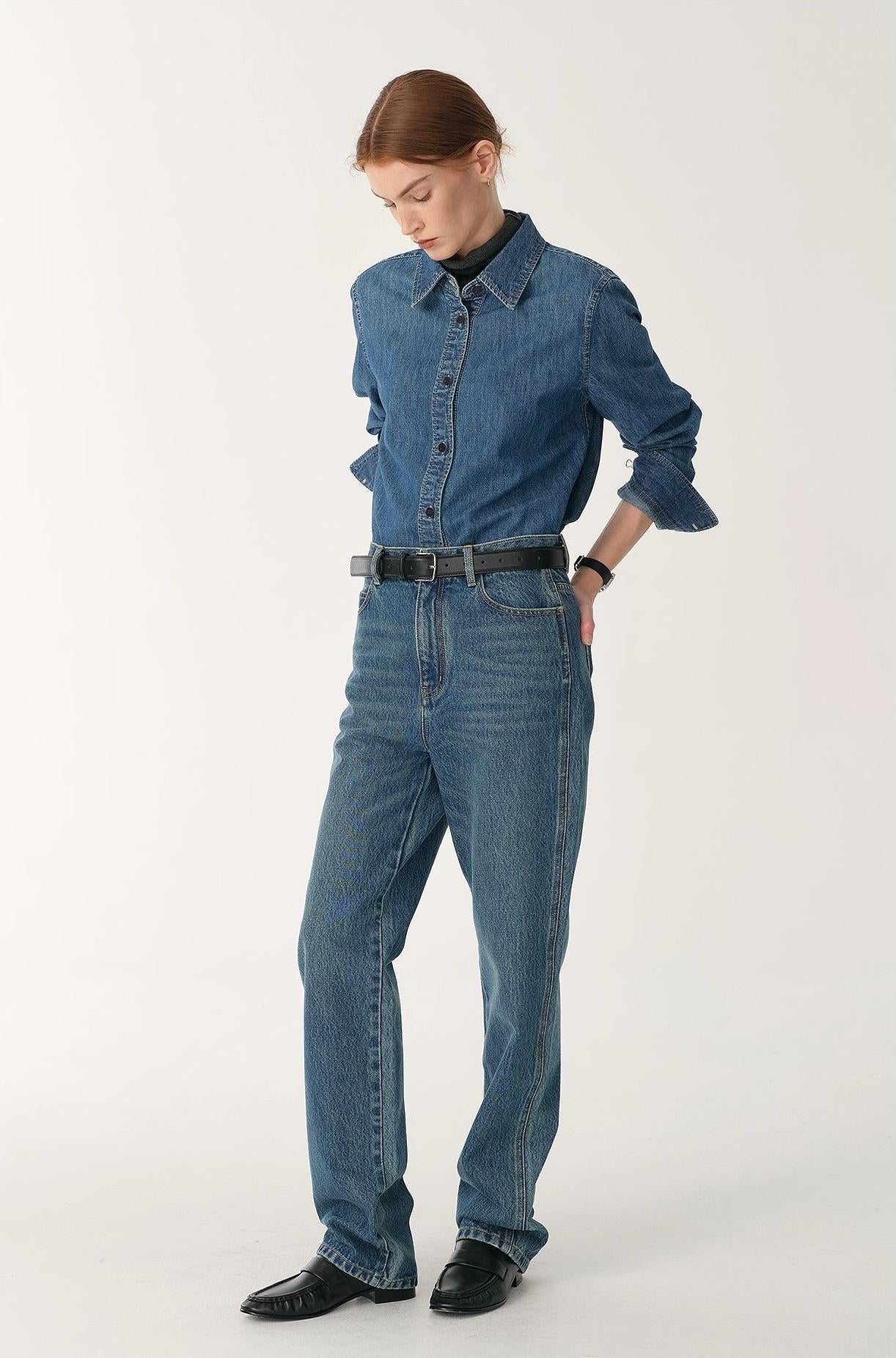 PREMIUM STYLE CO. LTD. | Women's Classic Denim Lapel Shirt