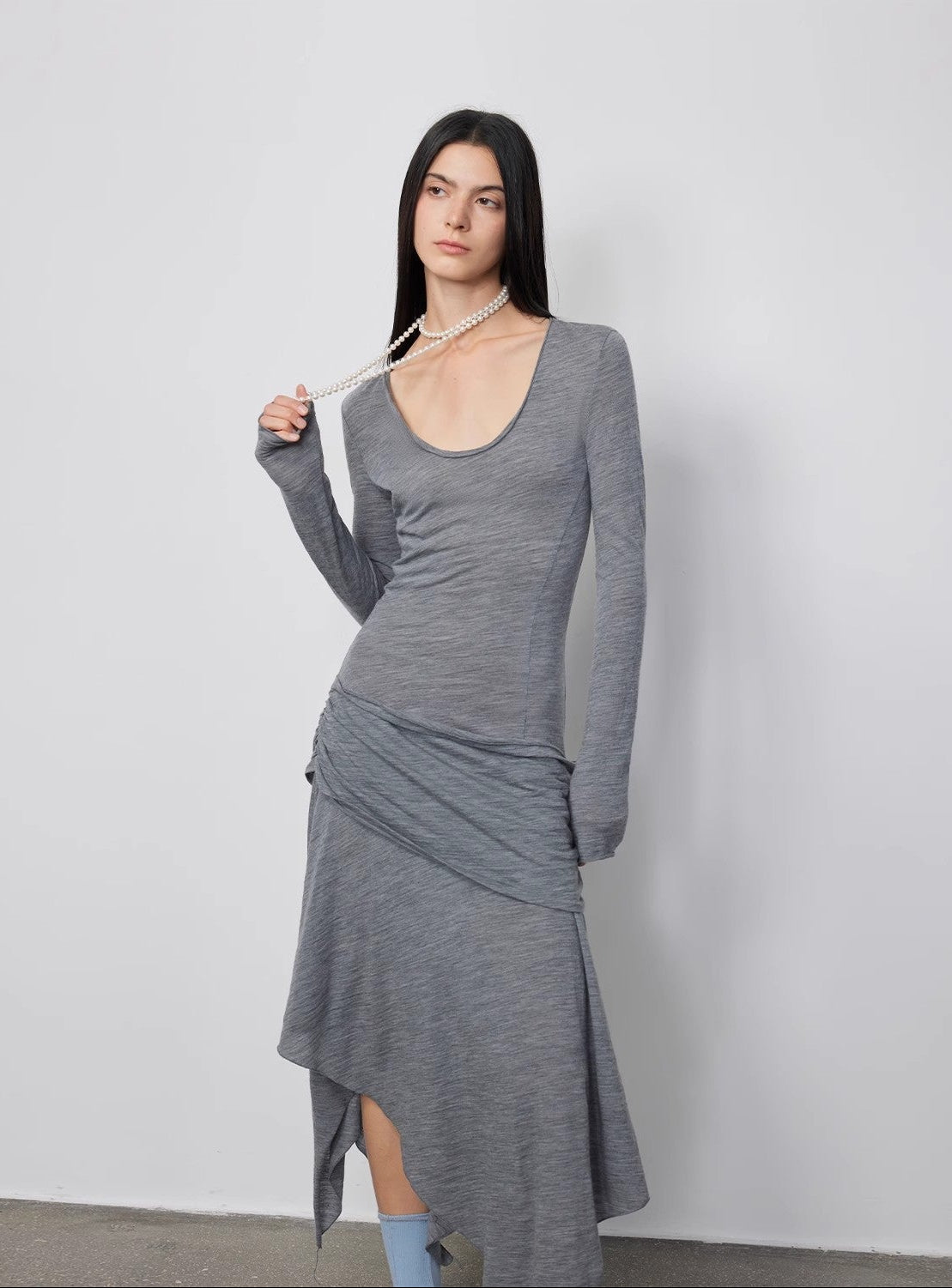 FIRELADY FUR | Women's Wool Dress w/ Irregular Hem