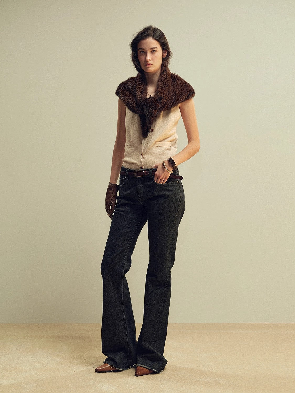 FIRELADY FUR | Women’s Woven Mink Triangle Scarf