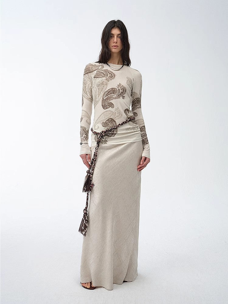 FIRELADY FUR | Women's Tencel & Wool Blend Original Cashew Print Top & Skirt Set