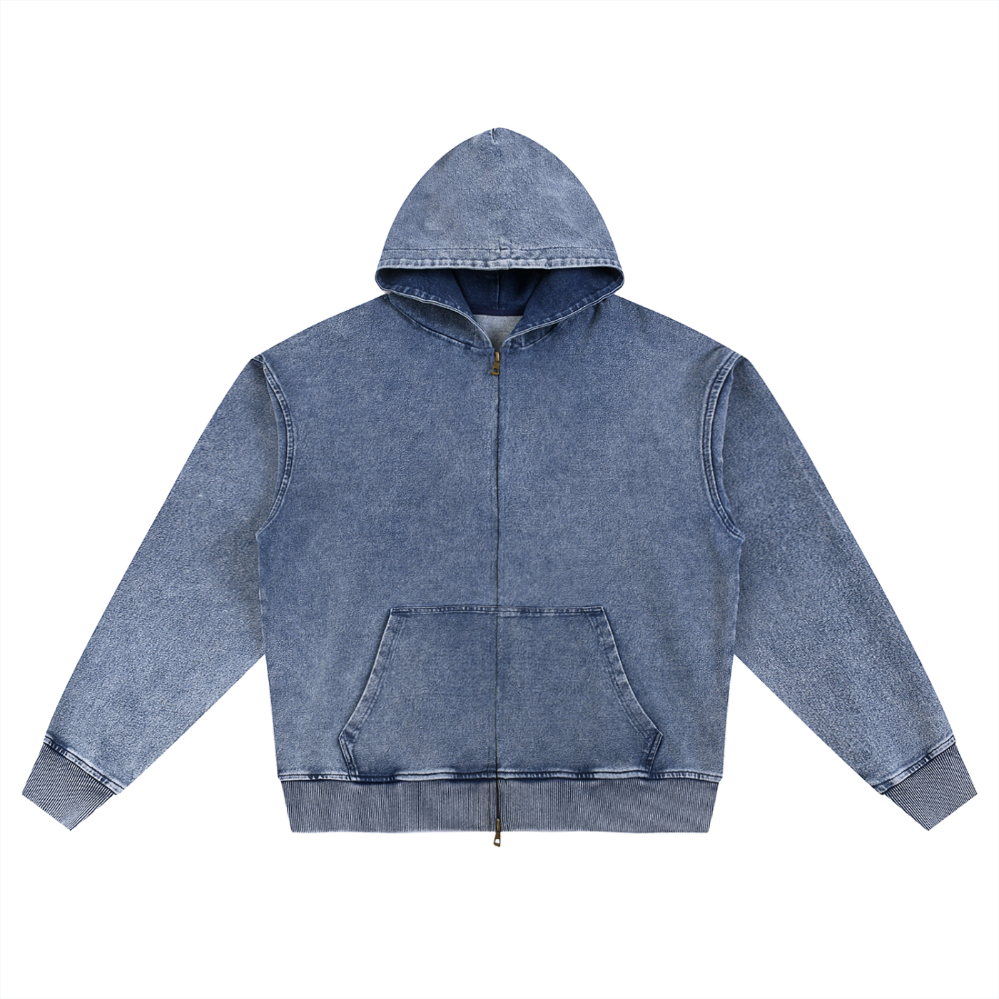 GALLO JEAN | Snow Washed Oversized Cotton Blend Zip-Up Hoodie