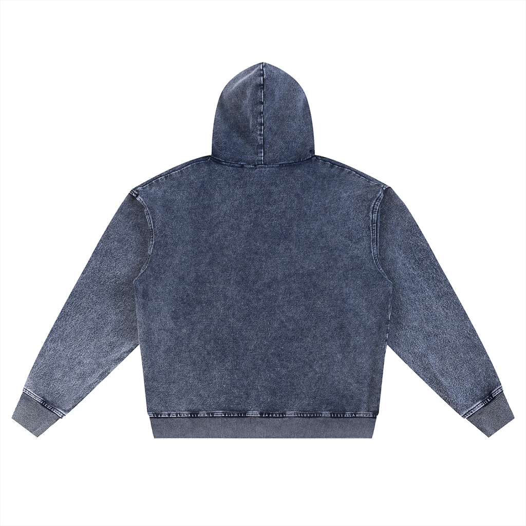 GALLO JEAN | Snow Washed Oversized Cotton Blend Zip-Up Hoodie