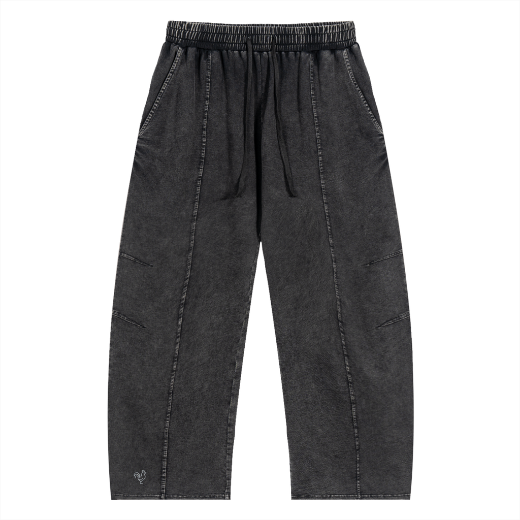 GALLO JEAN | Black Snow Wash Drawstring Cotton Pants