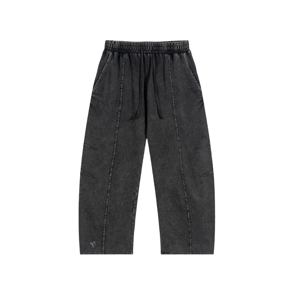 Gallo Jean | Black Snow Wash Drawstring Cotton Pants