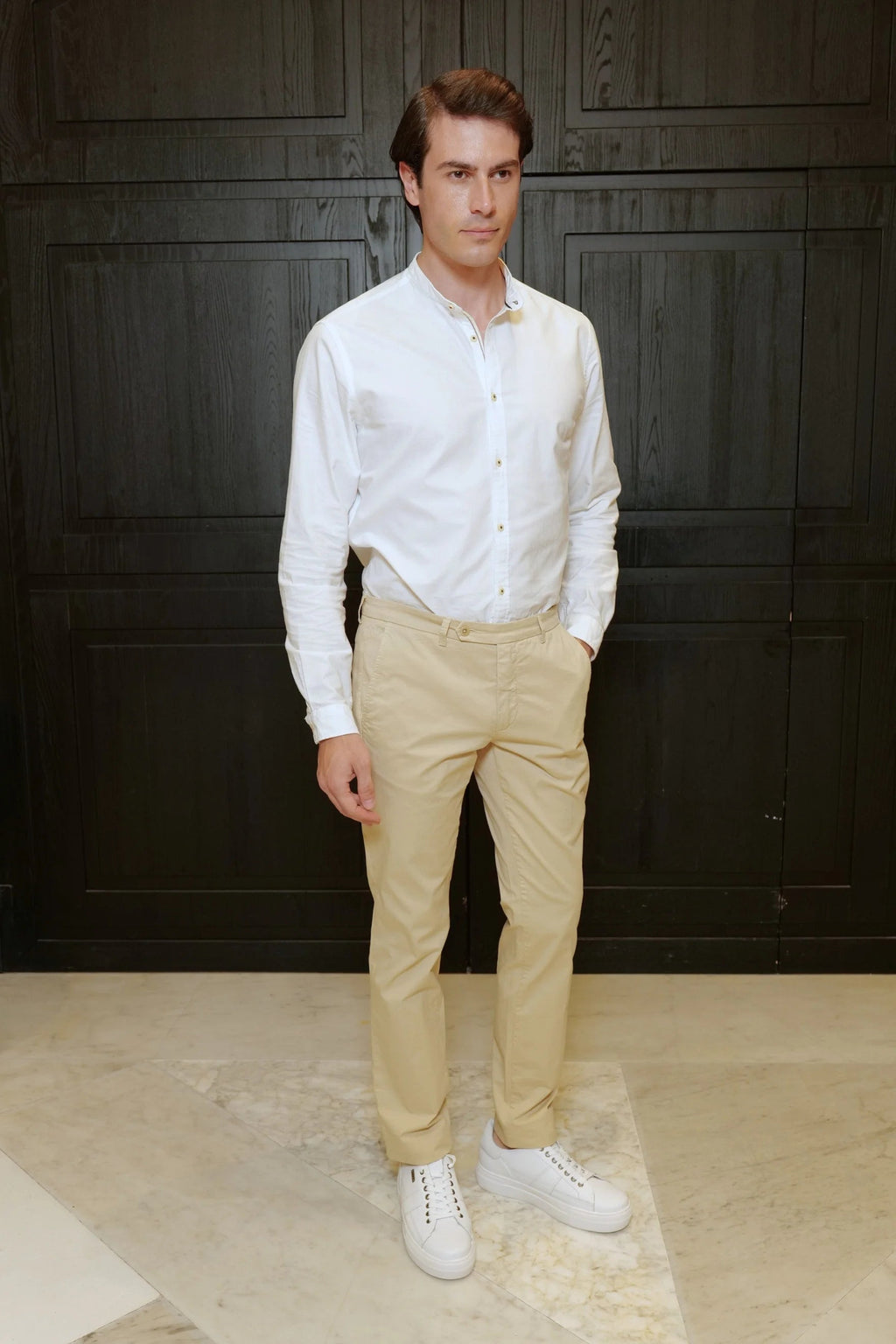 Claudio Mariani | Men's Beige Cotton Chino Trousers