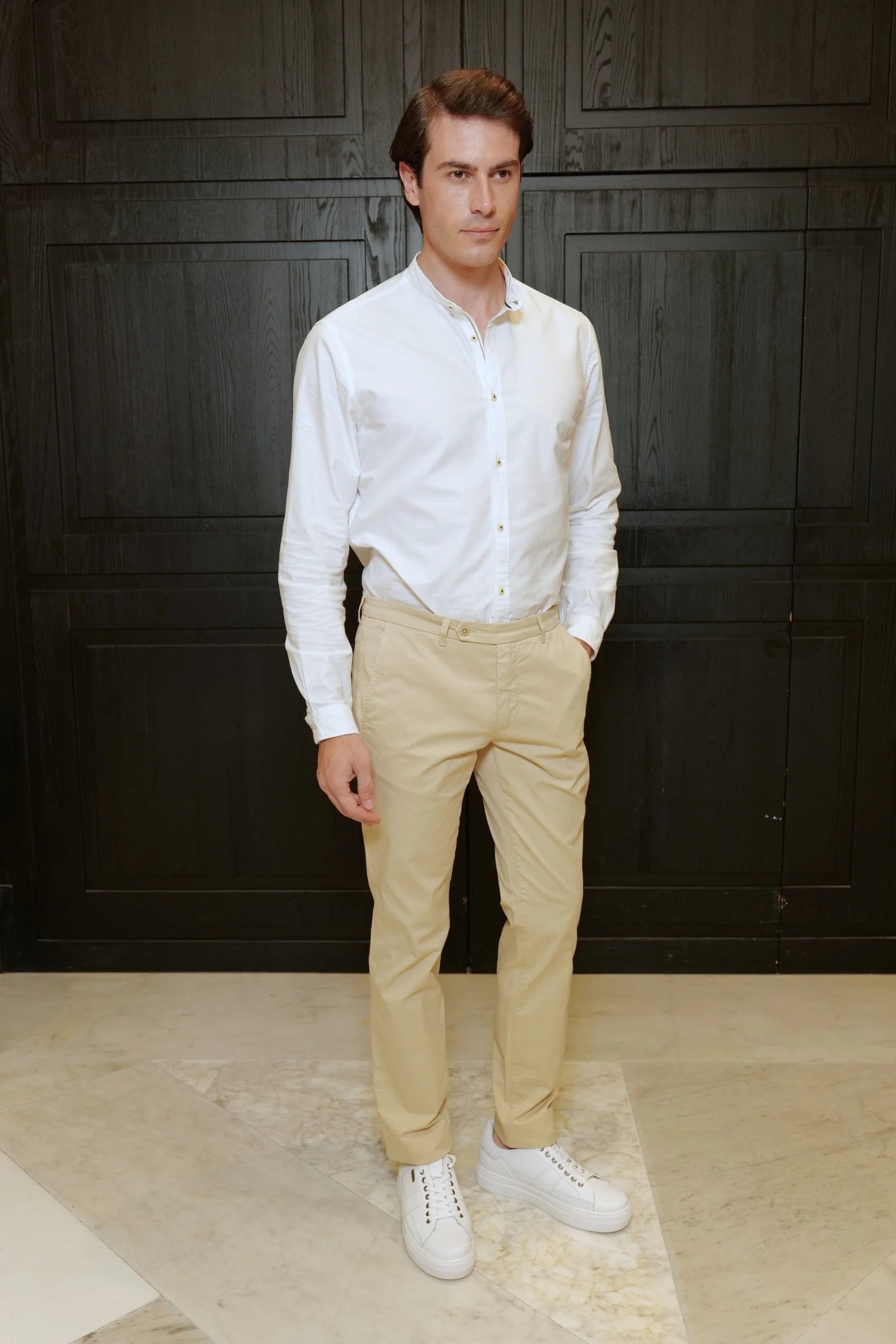 Claudio Mariani | Men's Beige Cotton Chino Trousers