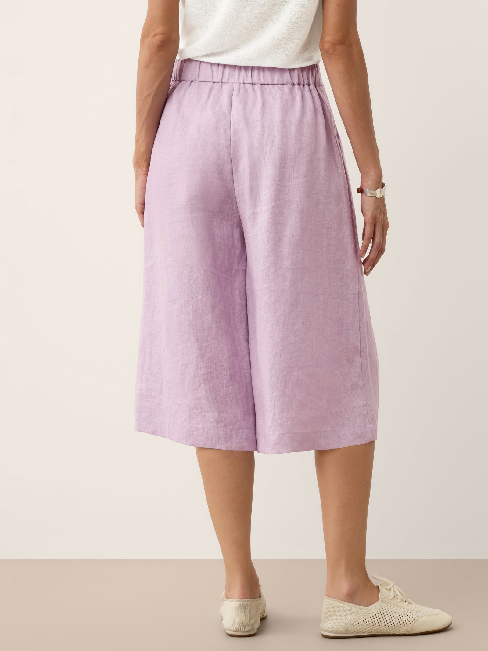 LINTICO | Women's Linen Lavender A-Line Bermuda Shorts "RAVENNA"