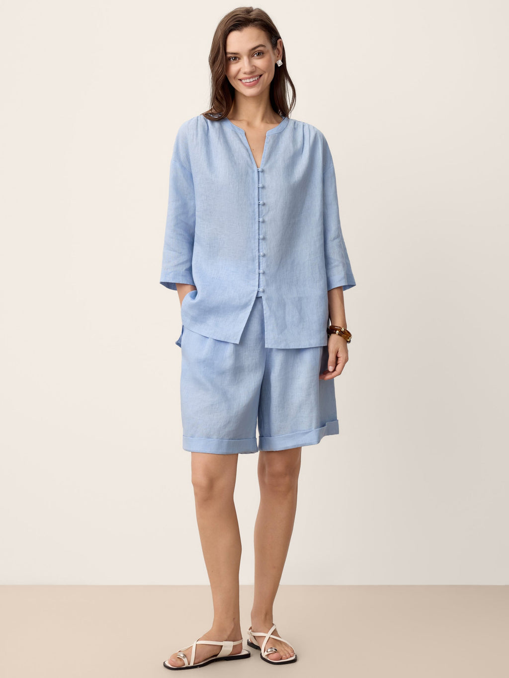 LINTICO | Women's Linen Pleated Shorts IRISSA