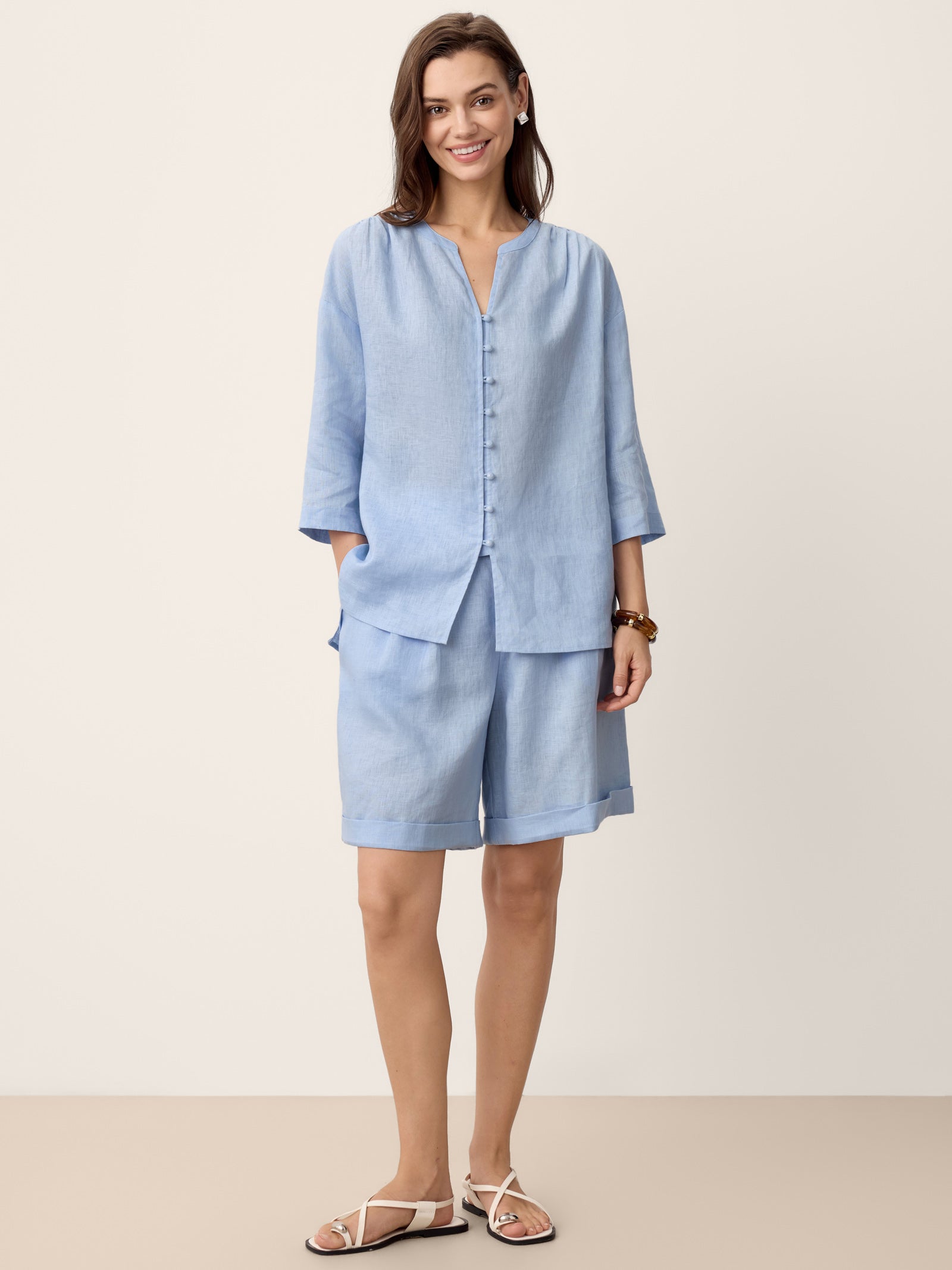 LINTICO | Women's Linen Pleated Shorts IRISSA