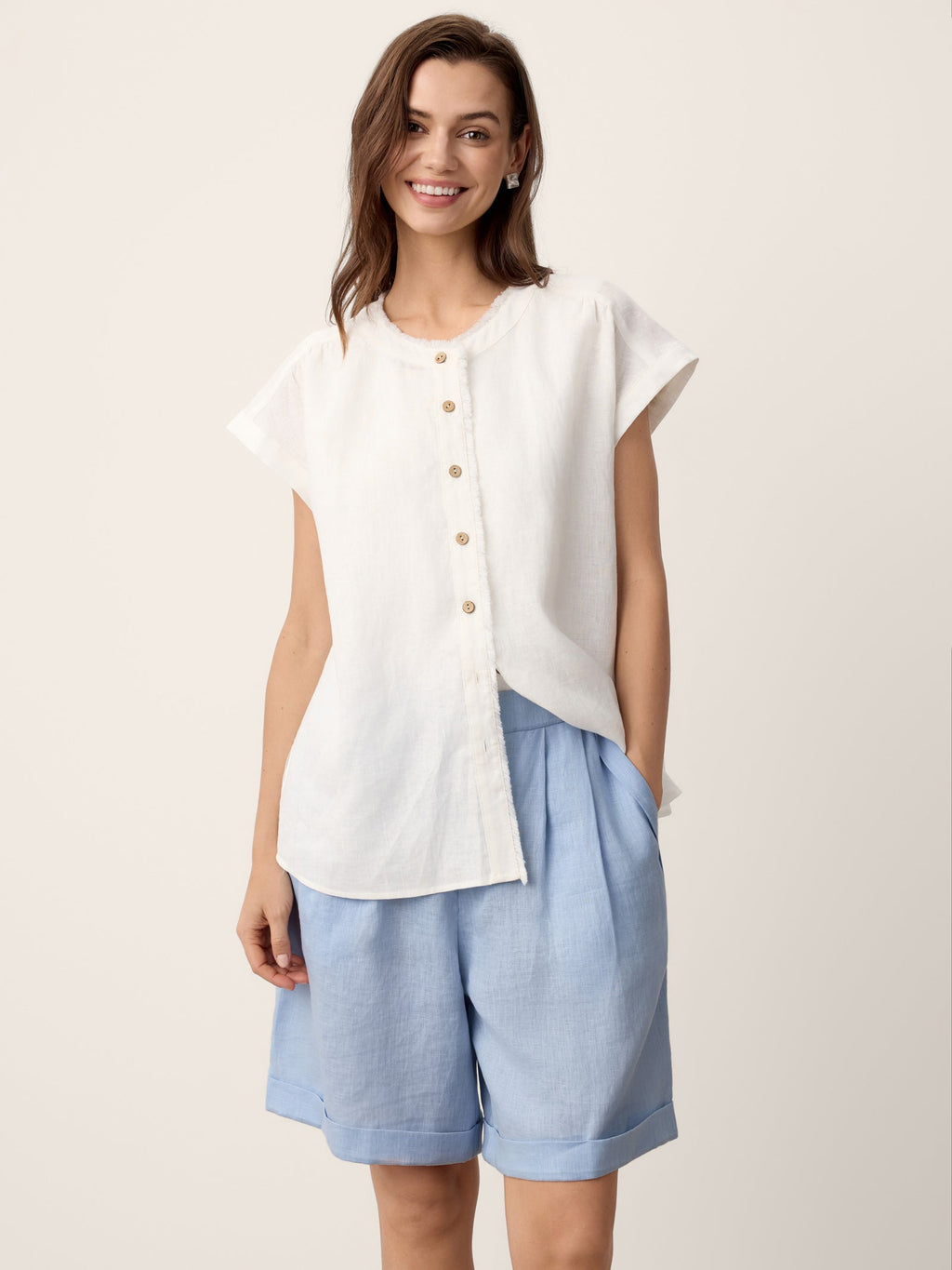 LINTICO | Women's Linen Pleated Shorts IRISSA