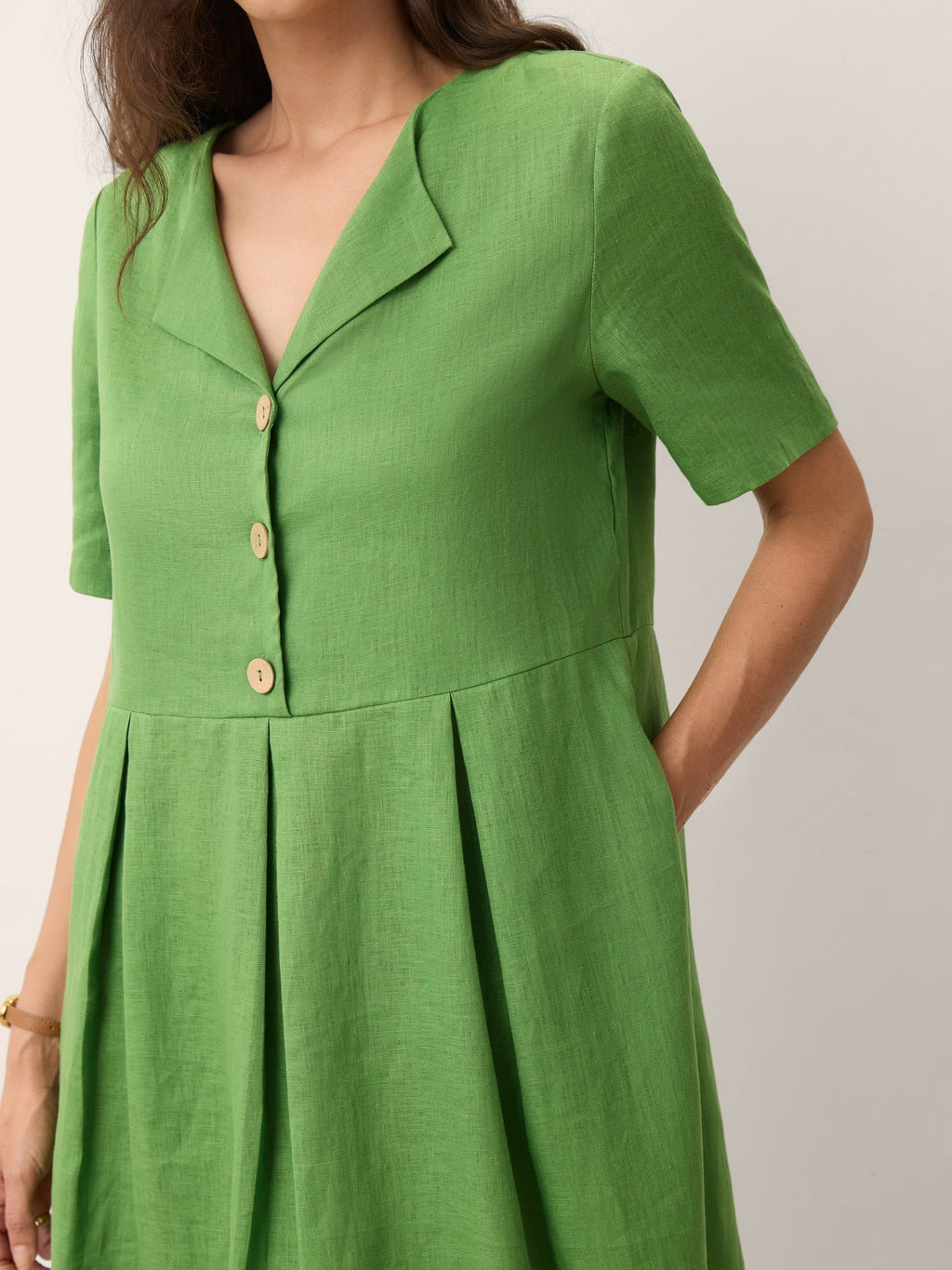 LINTICO | Women's Linen Fern Green Midi Dress