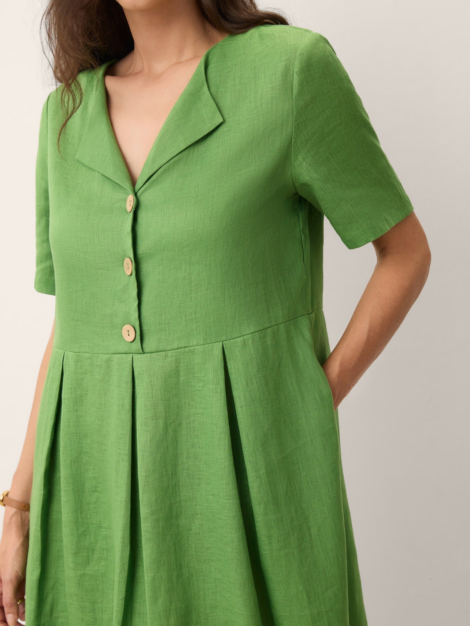 LINTICO | Women's Linen Fern Green Midi Dress
