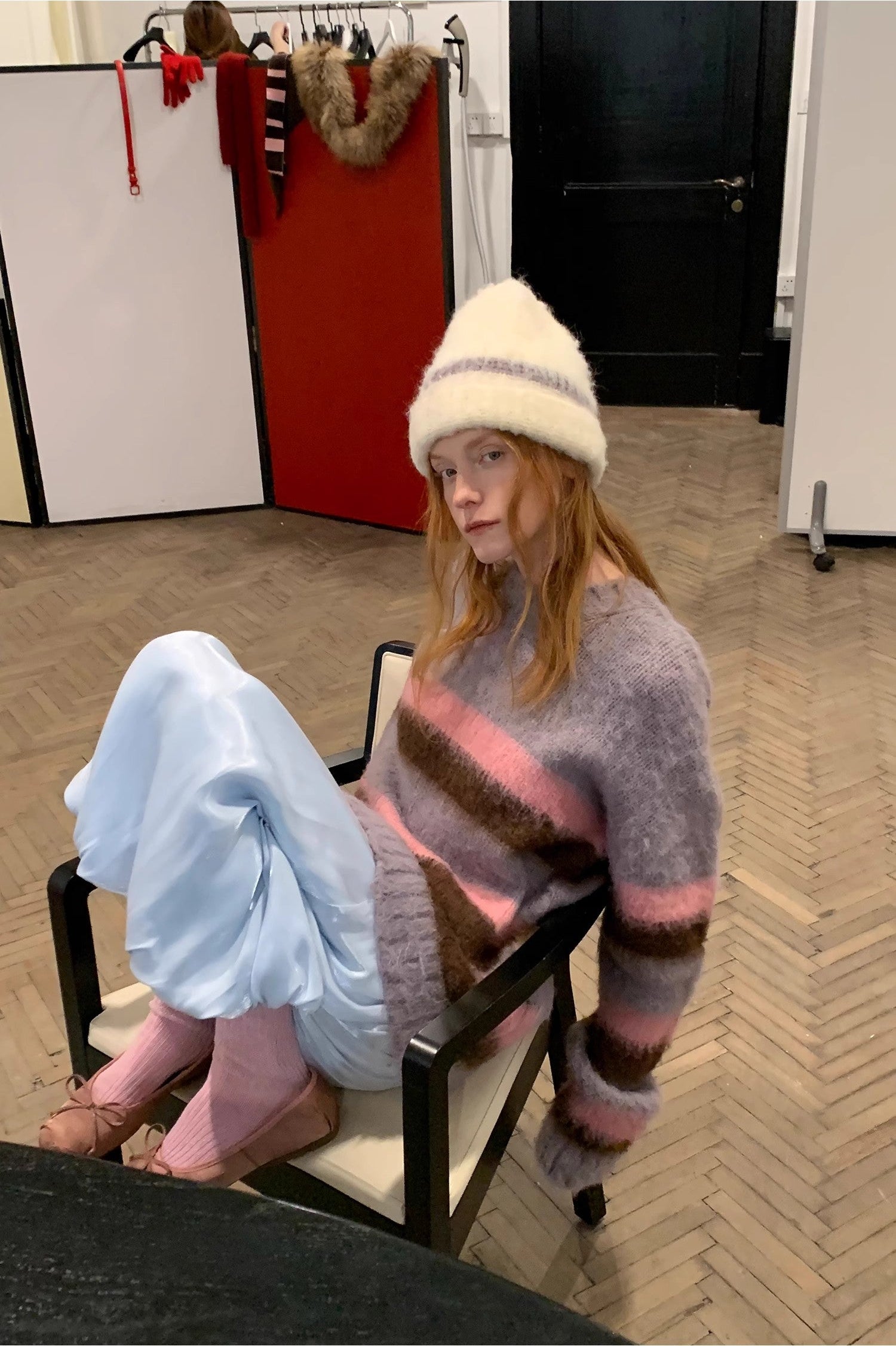 FIRELADY FUR | Women's Mohair Wool Blend Colorblock Hat & Scarf Set