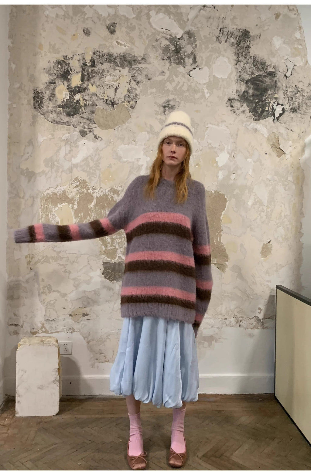 FIRELADY FUR | Women's Mohair Wool Blend Colorblock Hat & Scarf Set