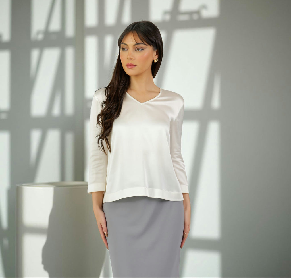 Tema Moda | Women's White Silk Blouse "Como"