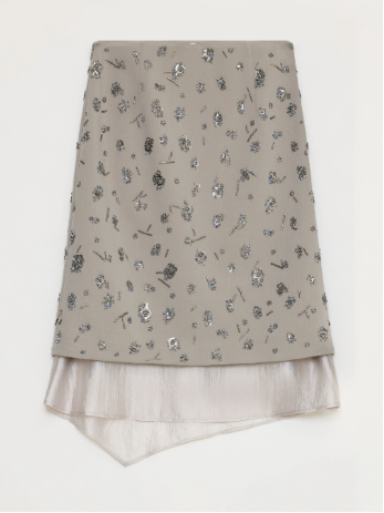 PREMIUM STYLE CO. LTD. | Women's Hand-Embroidered Floral Sequin Skirt