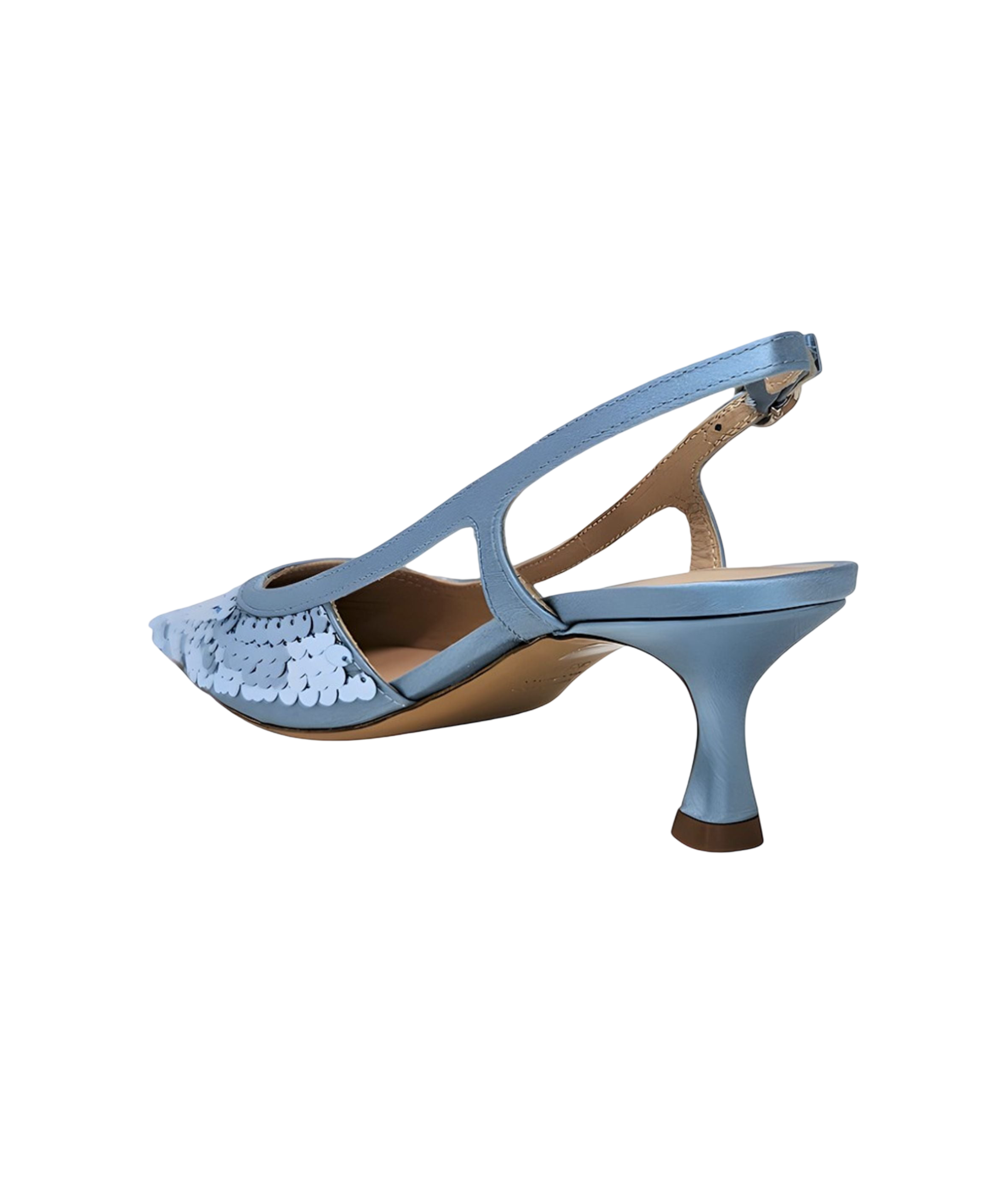 Madison Maison | Blue Sequin Snip Toe Slingback Heel [Roberto Festa]
