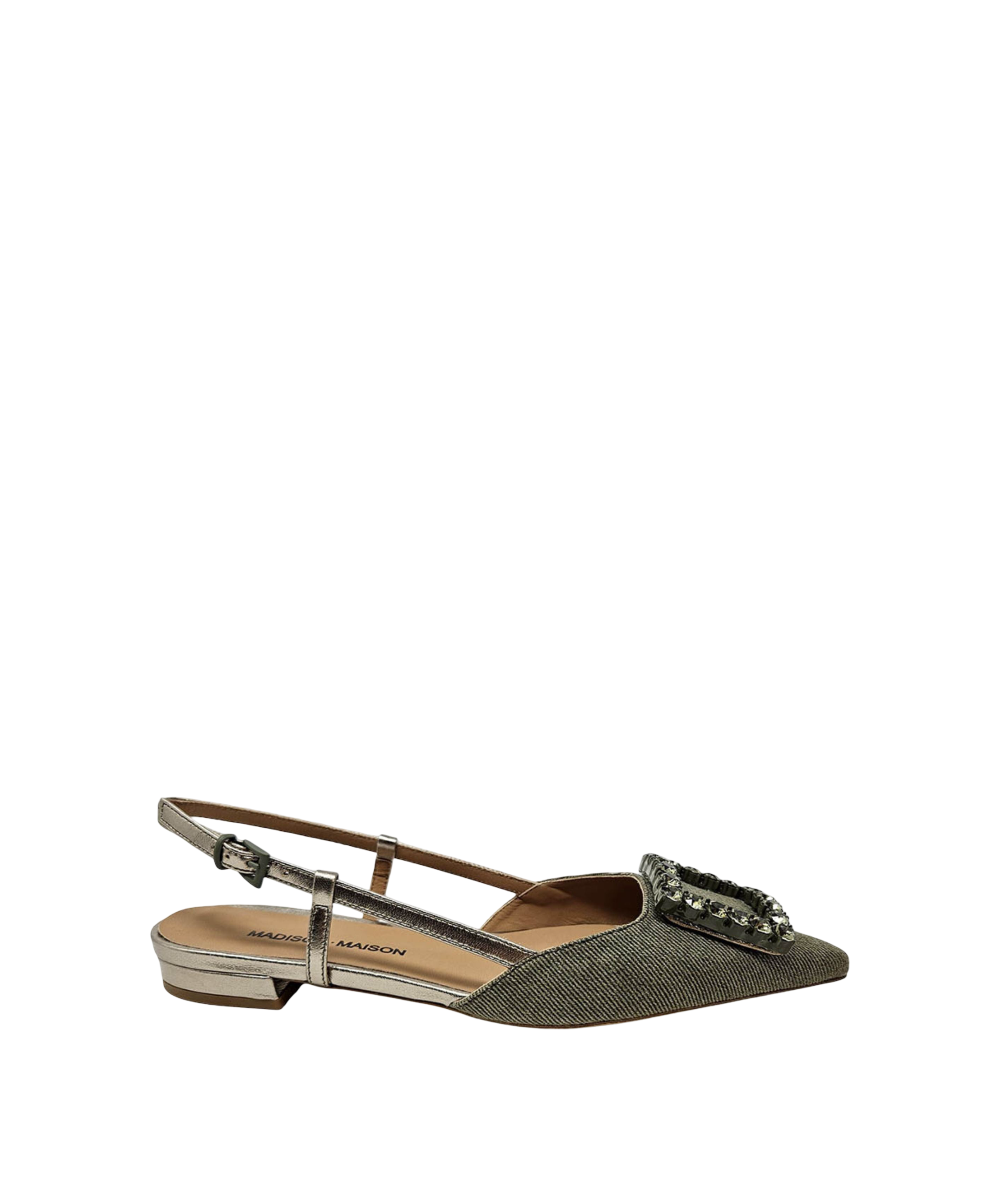 Madison Maison | Khaki and Gold Slingback Flats