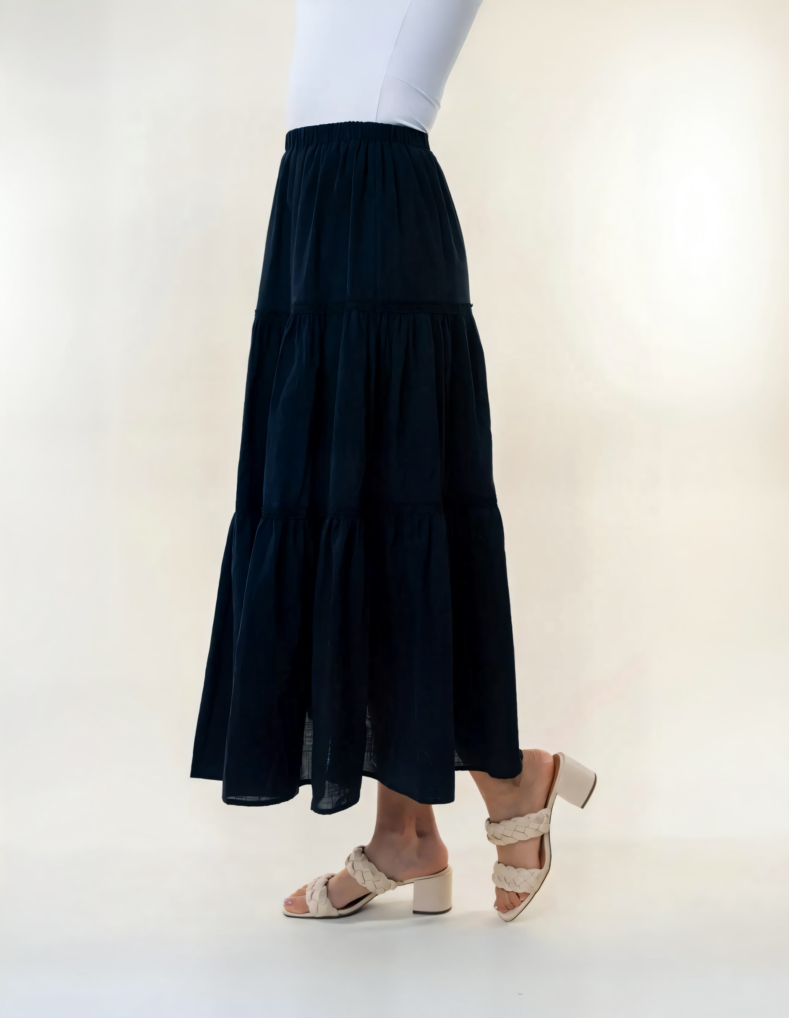 Women's Cotton Maxi Skirt | Tiered