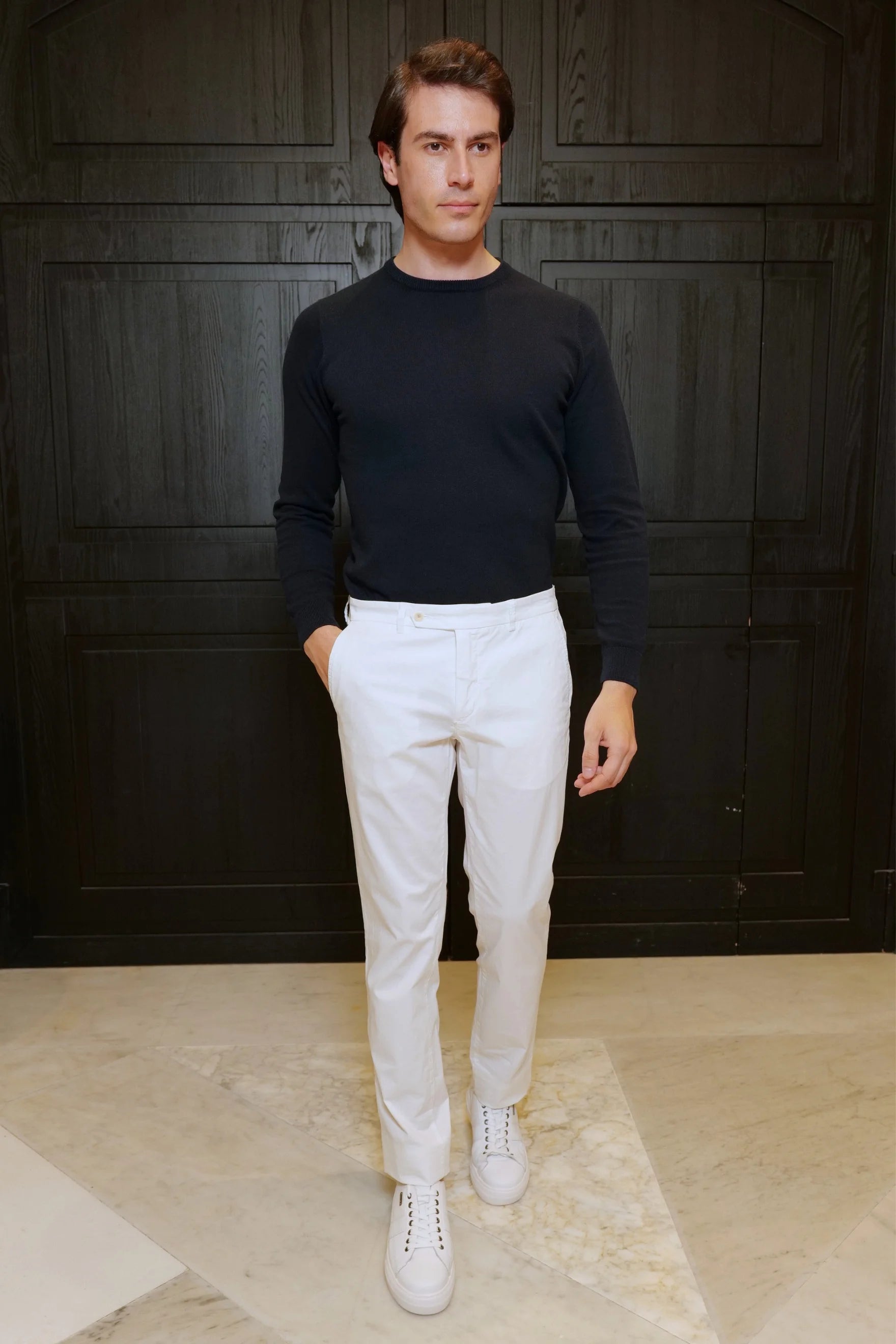 Claudio Mariani | Men's White Cotton Chino Trousers