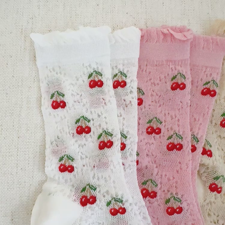 Ellison + Young | Sheer Cherry Socks (Set of 3 Pairs)