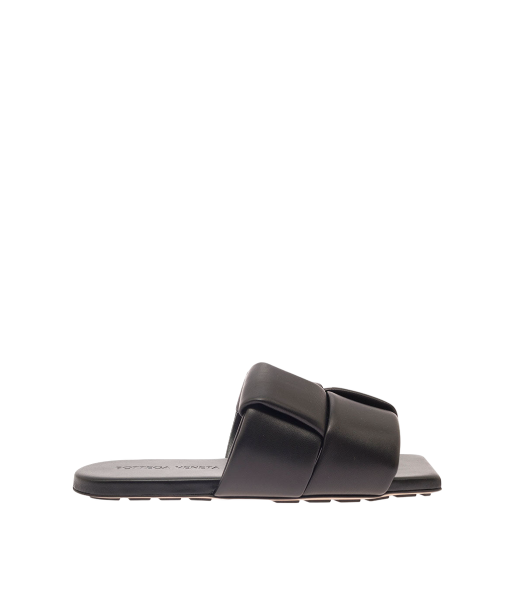 Bottega Veneta | Women's Black Leather Mules With Padded Intreccio Band