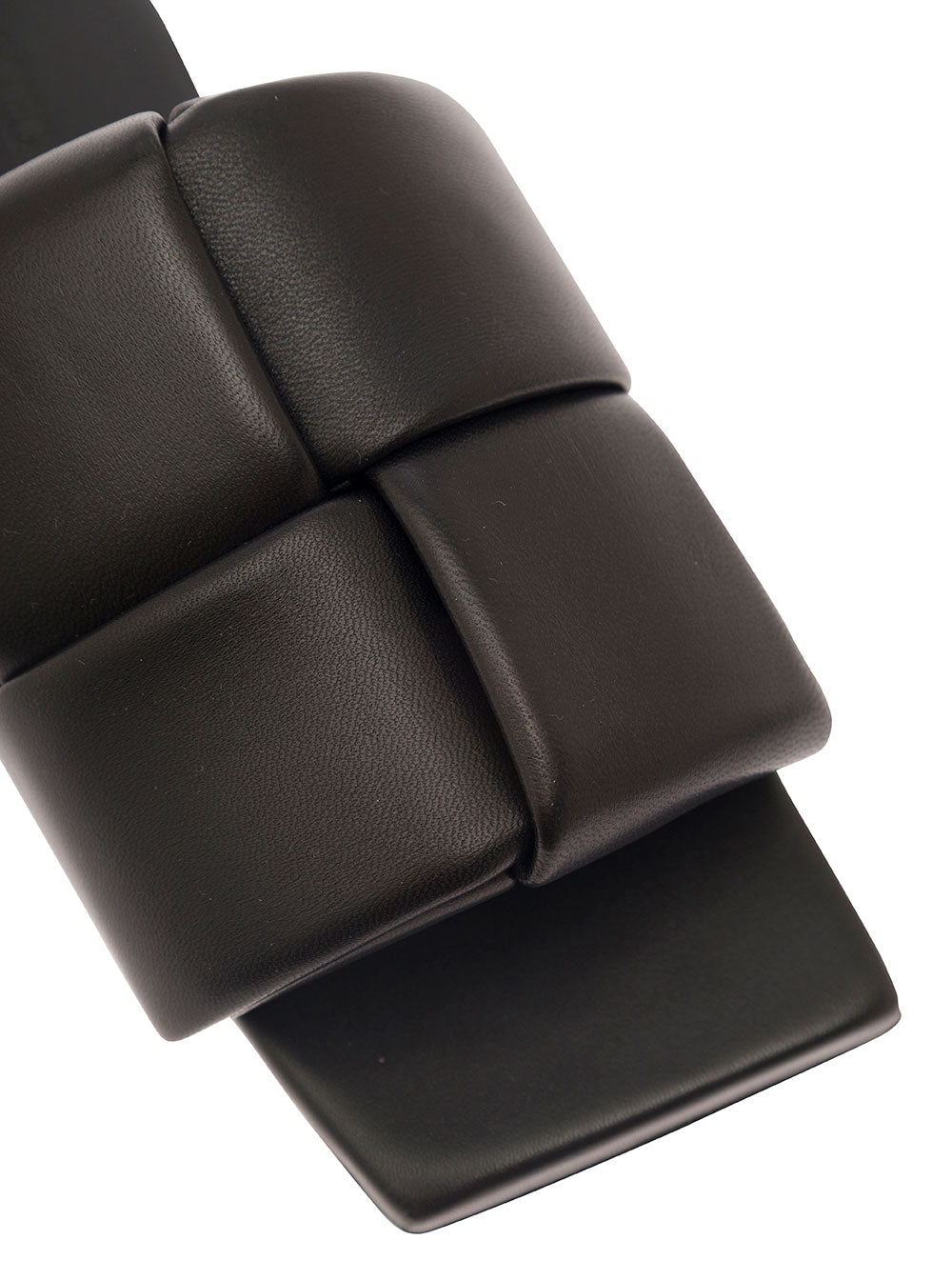 Bottega Veneta | Women's Black Leather Mules With Padded Intreccio Band