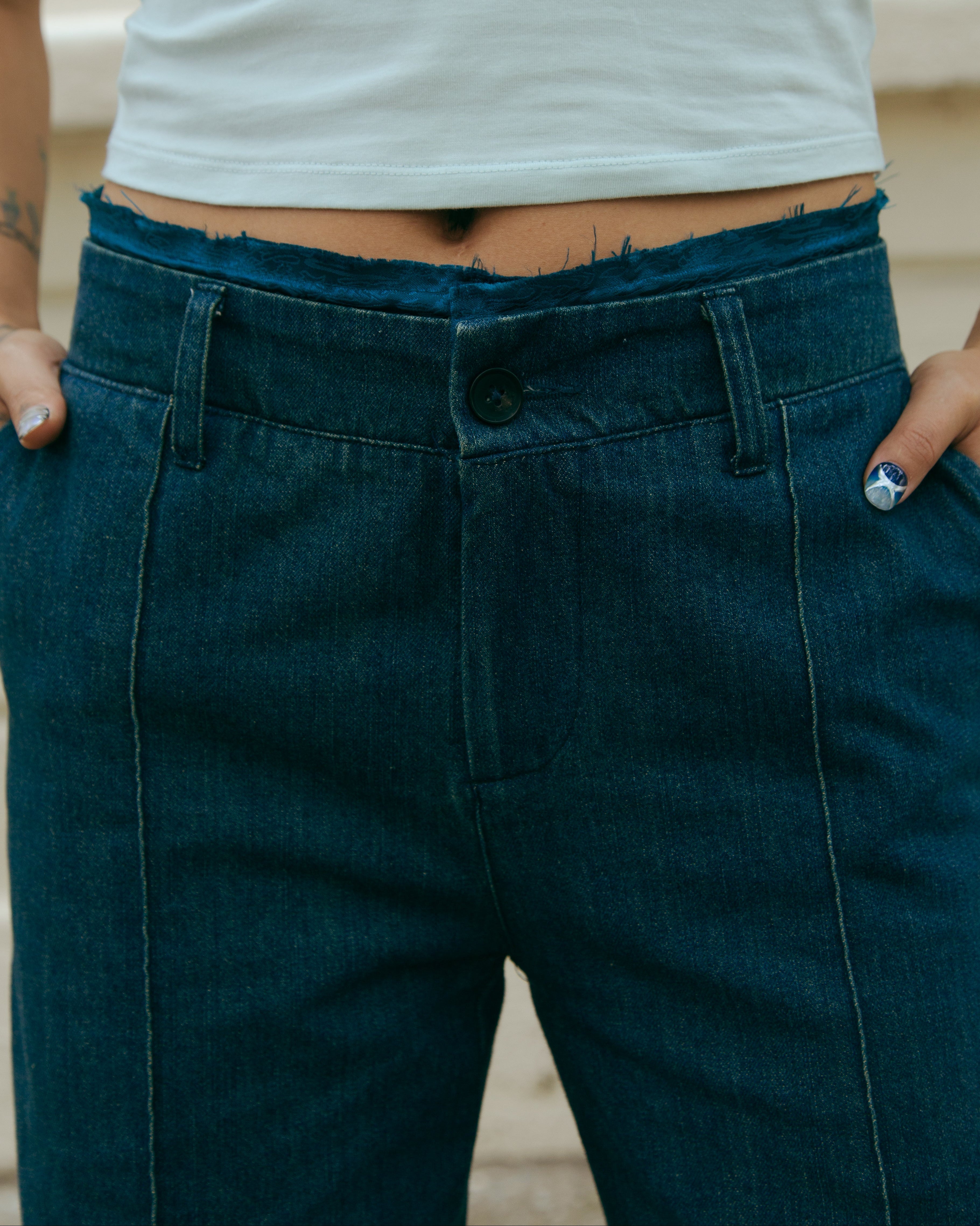 DAWANG | Laba Patch Denim Flared Jeans