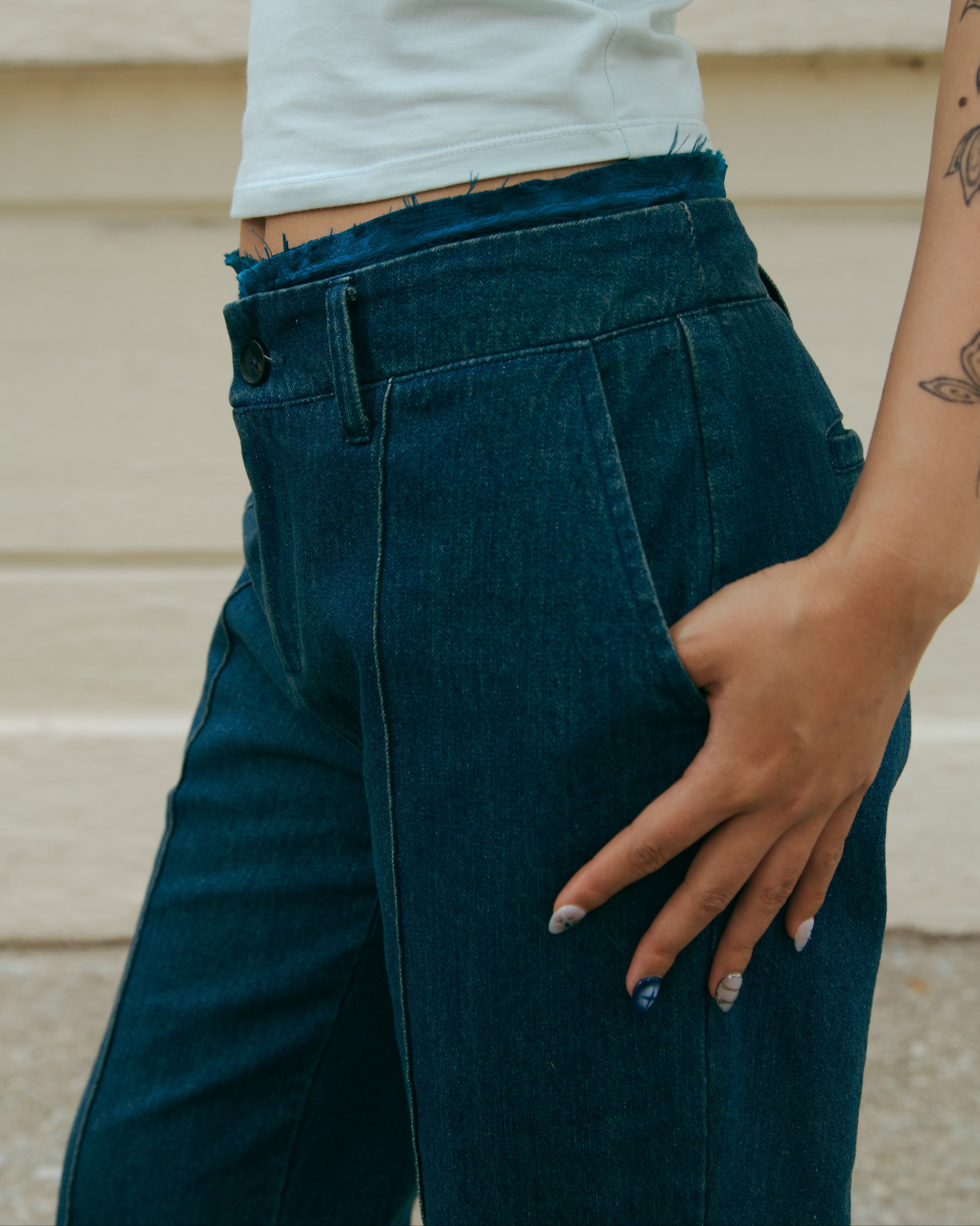 DAWANG | Laba Patch Denim Flared Jeans