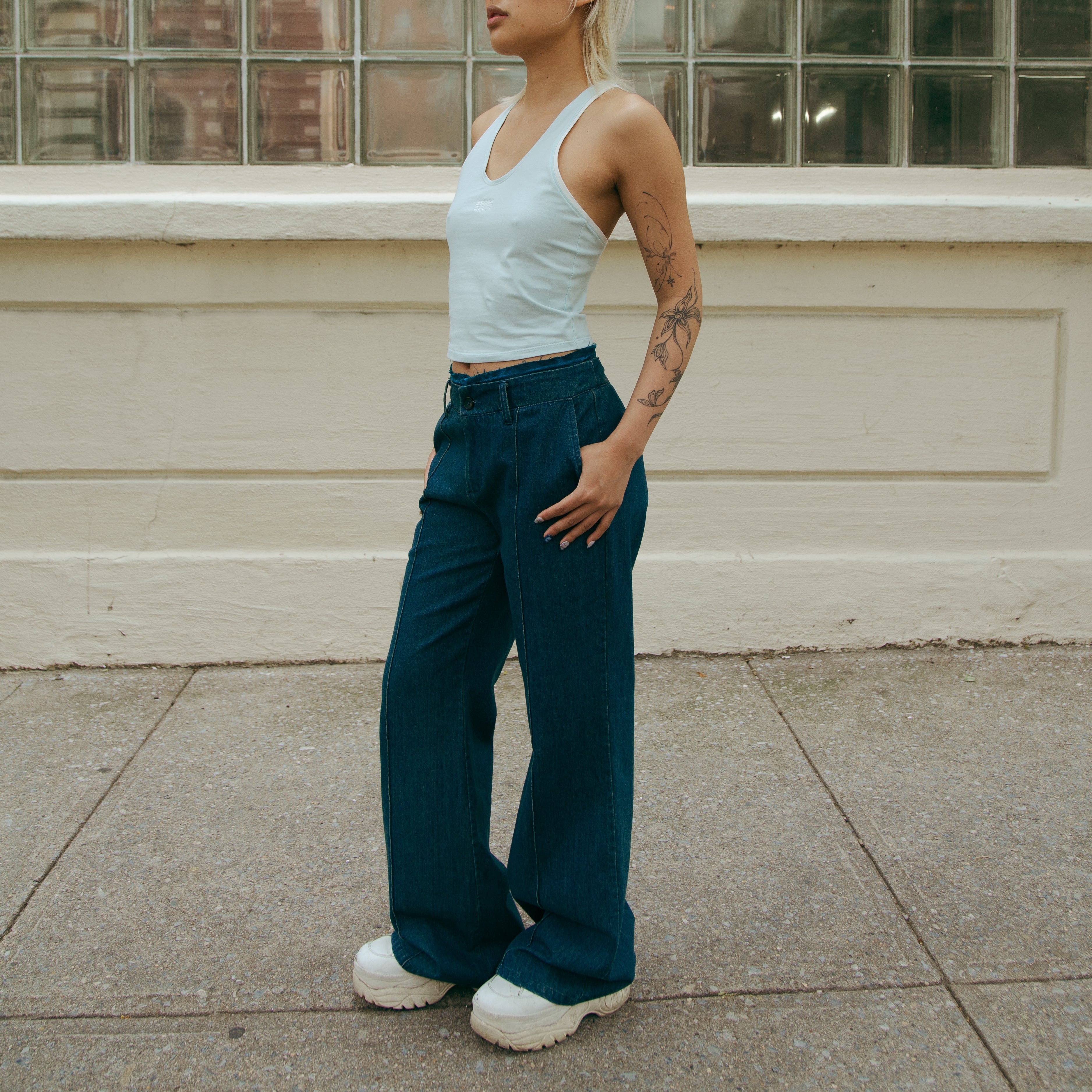 DAWANG | Laba Patch Denim Flared Jeans