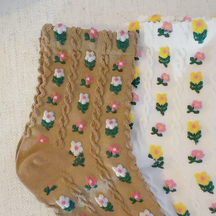 Ellison + Young | Women's Mini Flower Socks (Set of 3 Pairs)