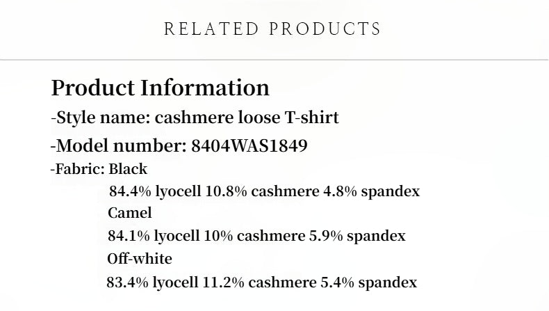 PREMIUM STYLE CO. LTD. | Women's 15.5mm Cashmere & Tencel Blend T-shirt