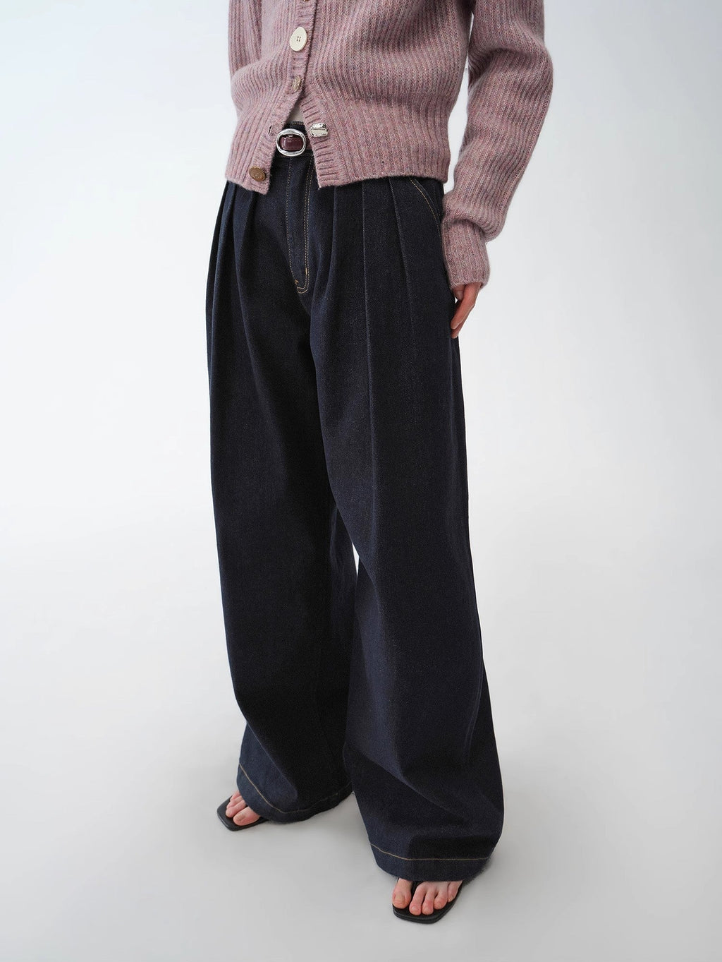 FIRELADY FUR | Women's Pleated Wide Leg Denim Pants