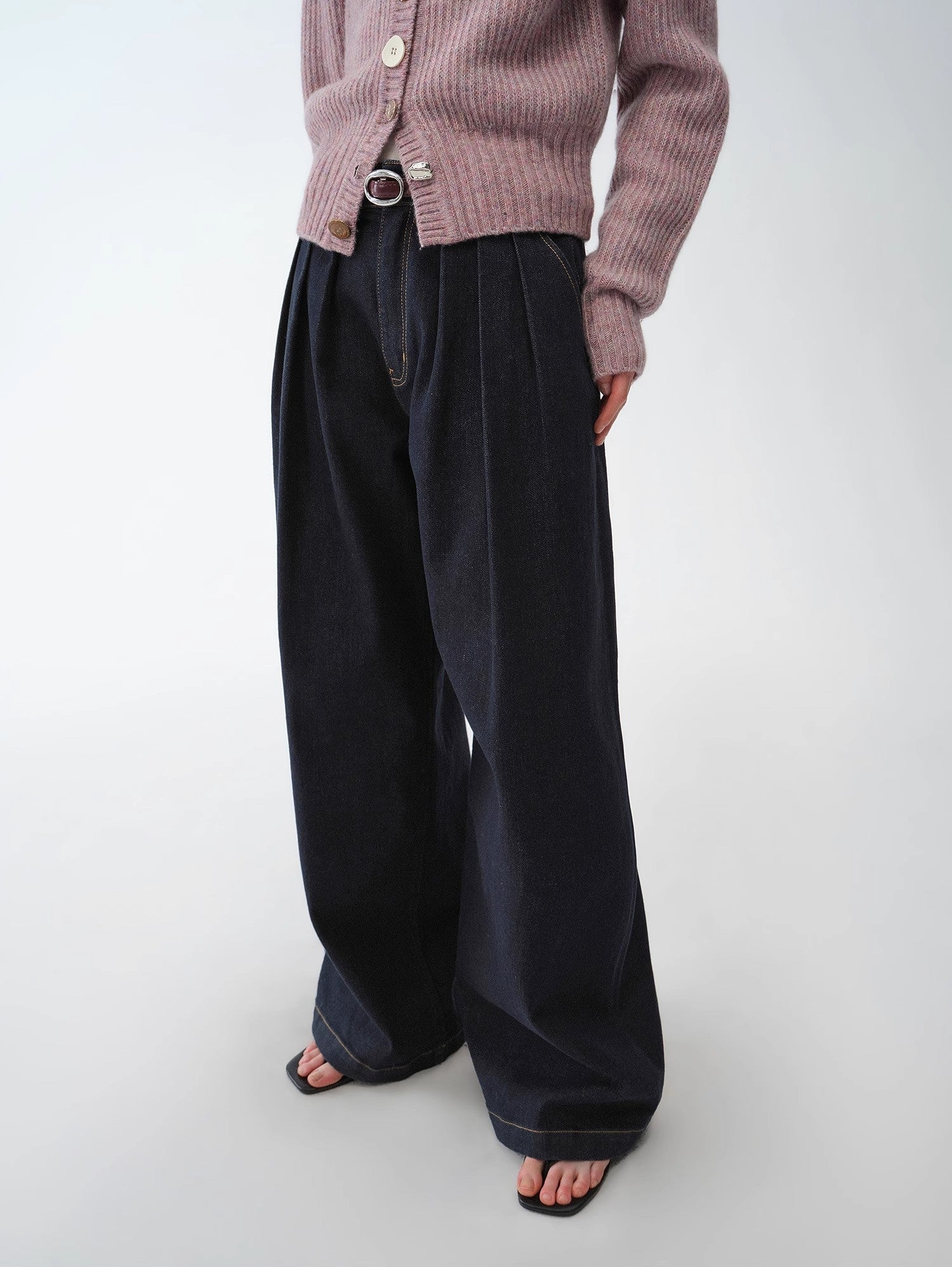 FIRELADY FUR | Women's Pleated Wide Leg Denim Pants