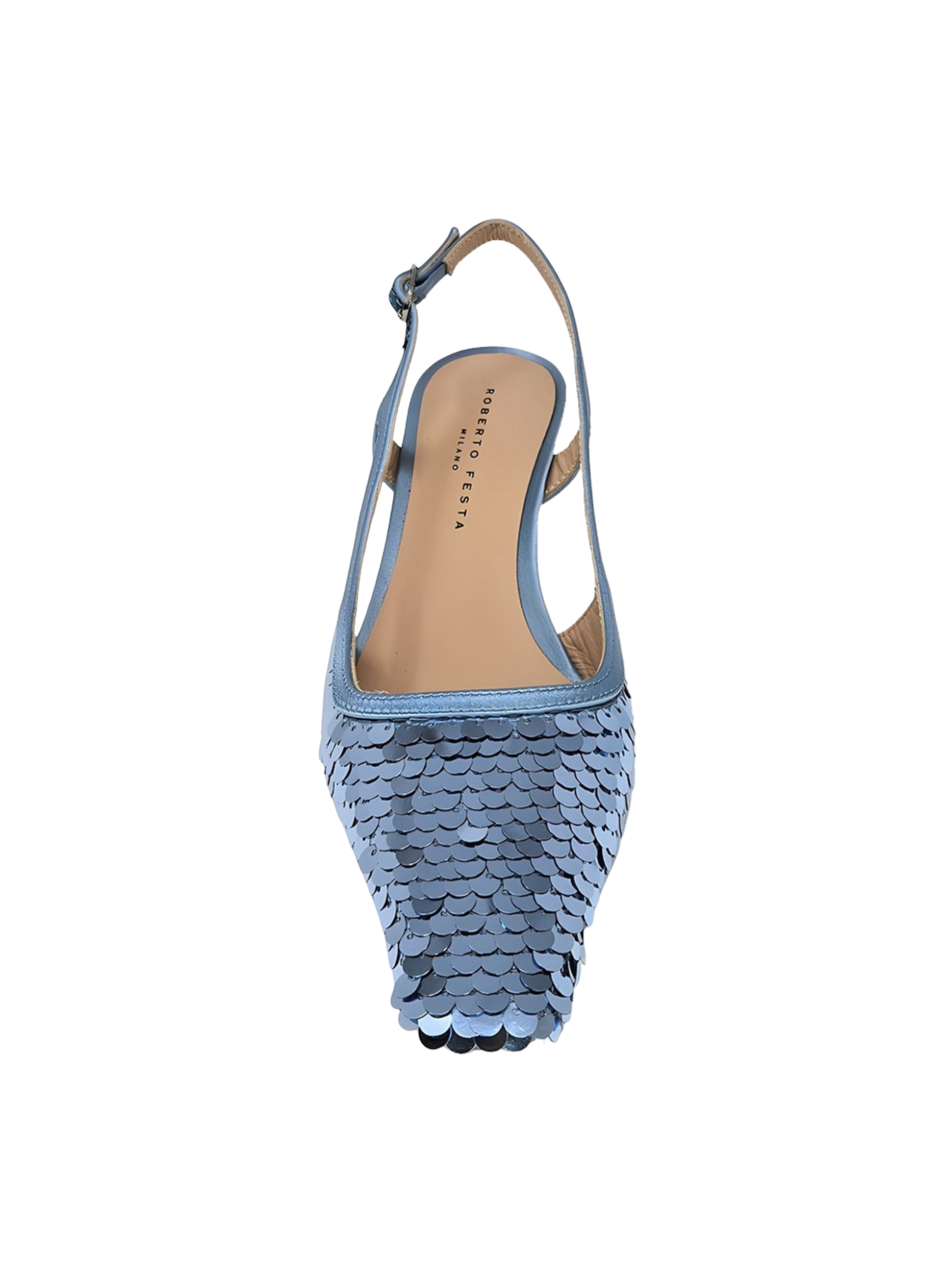 Madison Maison | Blue Sequin Snip Toe Slingback Heel [Roberto Festa]