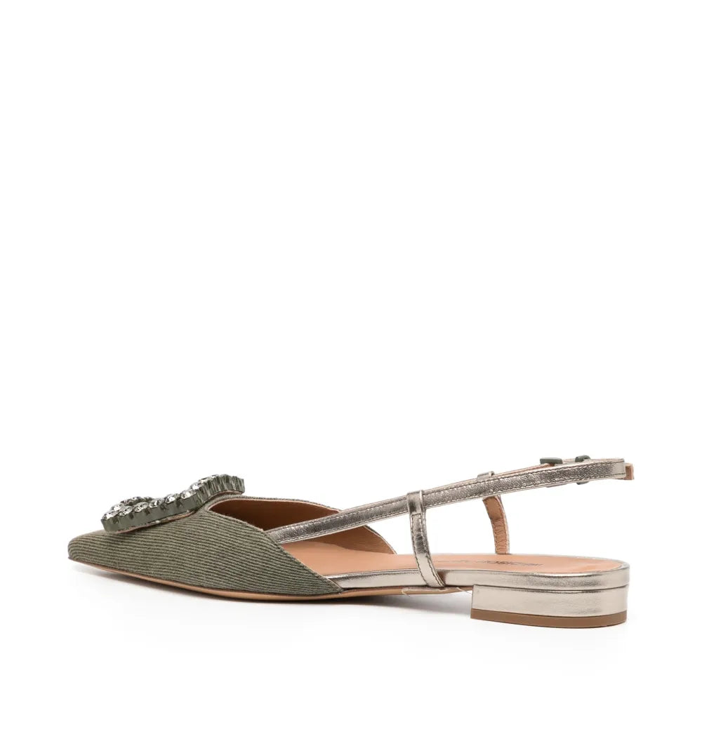 Madison Maison | Khaki and Gold Slingback Flats