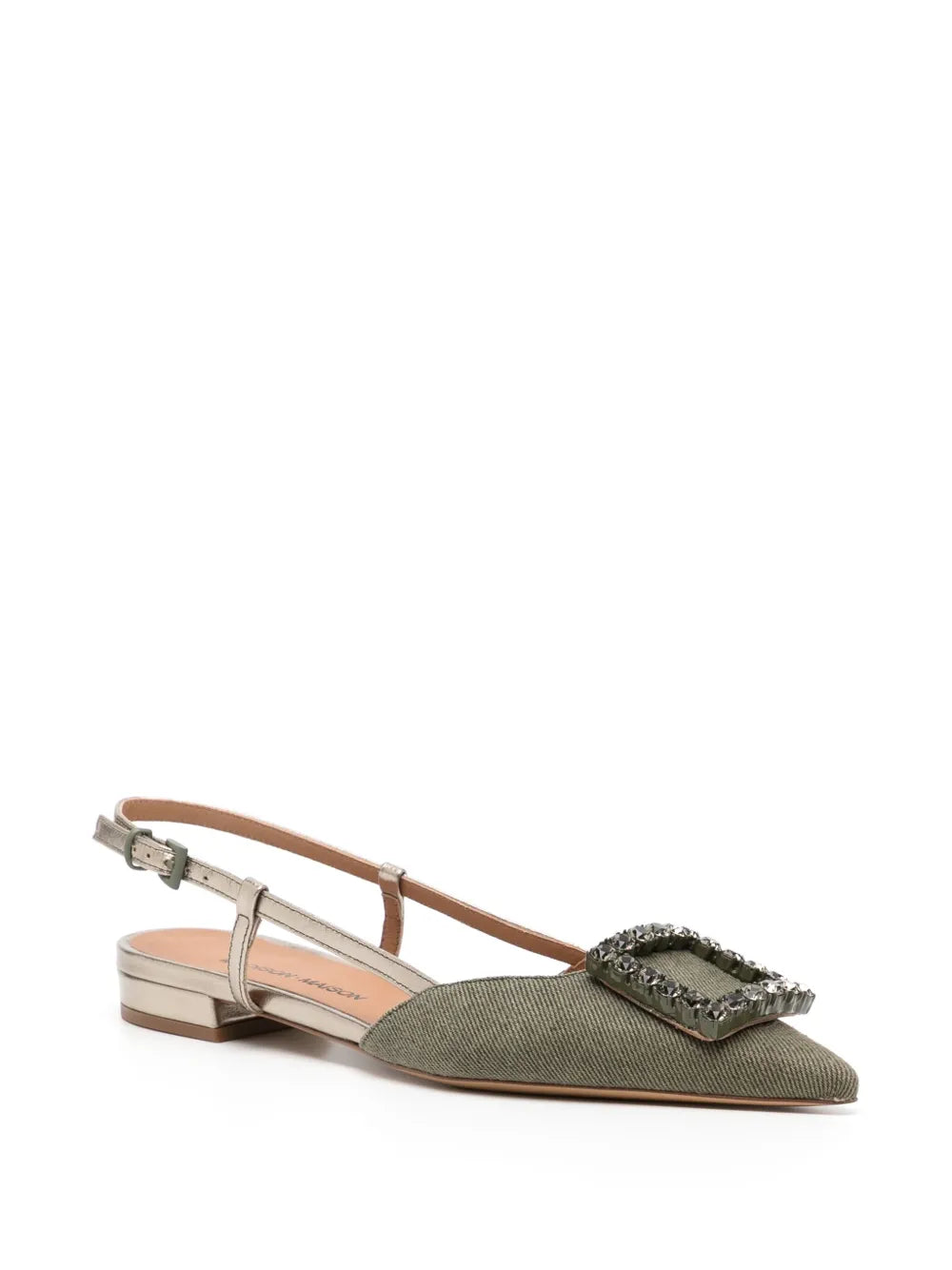 Madison Maison | Khaki and Gold Slingback Flats