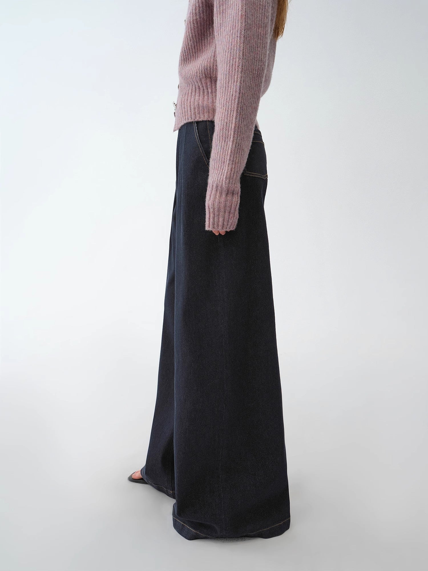 FIRELADY FUR | Women's Pleated Wide Leg Denim Pants