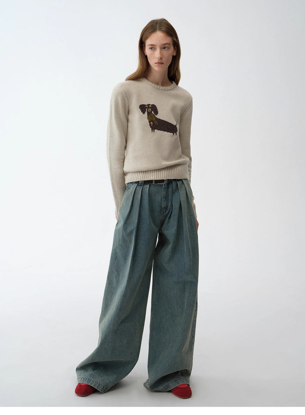 FIRELADY FUR | Women's Dog Motif Knit Wool Blend Sweater