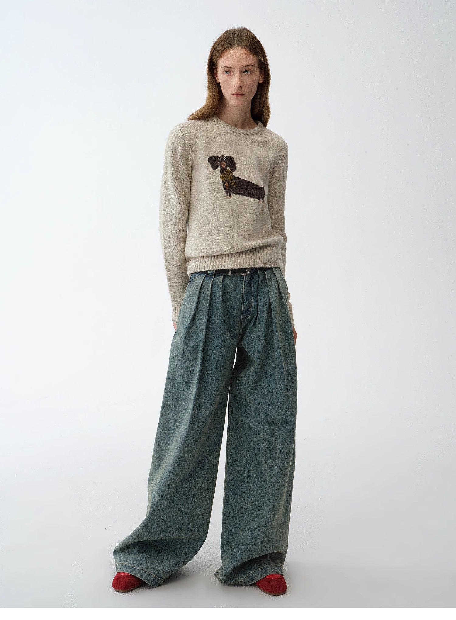 FIRELADY FUR | Women's Dog Motif Knit Wool Blend Sweater