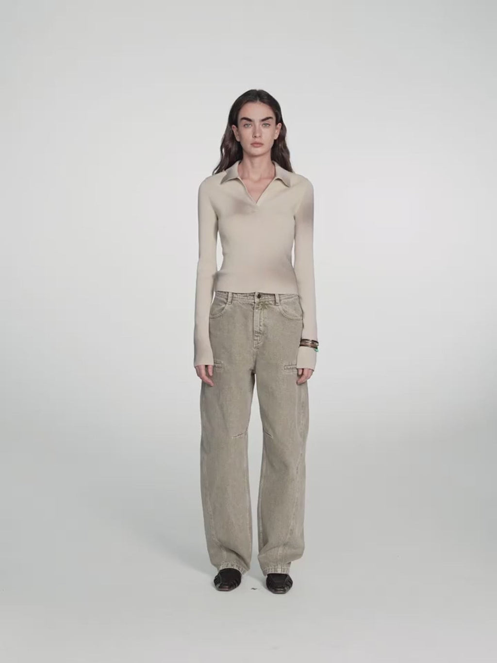 FIRELADY FUR | Women's Merino Cotton & Wool Blend Polo Sweater